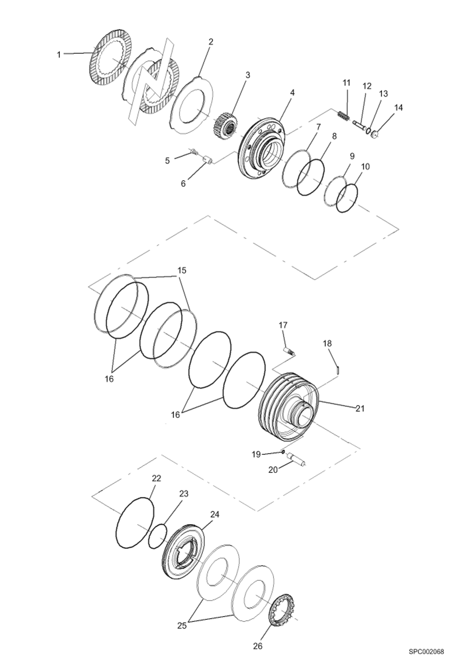 Схема запчастей Bobcat T2556 - BRAKES - FRONT AXLE (S/N 363012501 & Above, 363112501 & Above) DRIVE SYSTEM