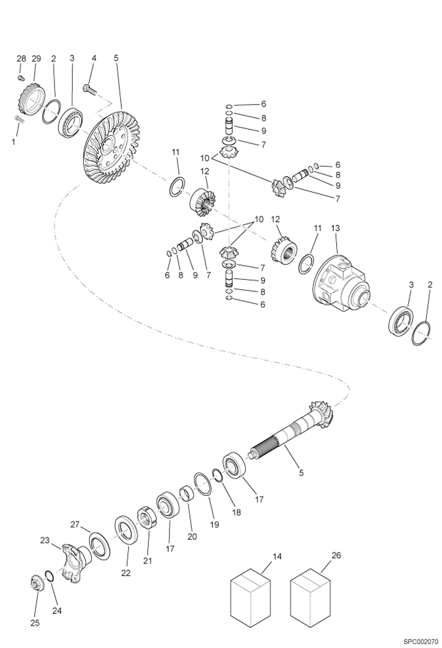 Схема запчастей Bobcat T40170 - DIFFERENTIAL - REAR AXLE DRIVE SYSTEM