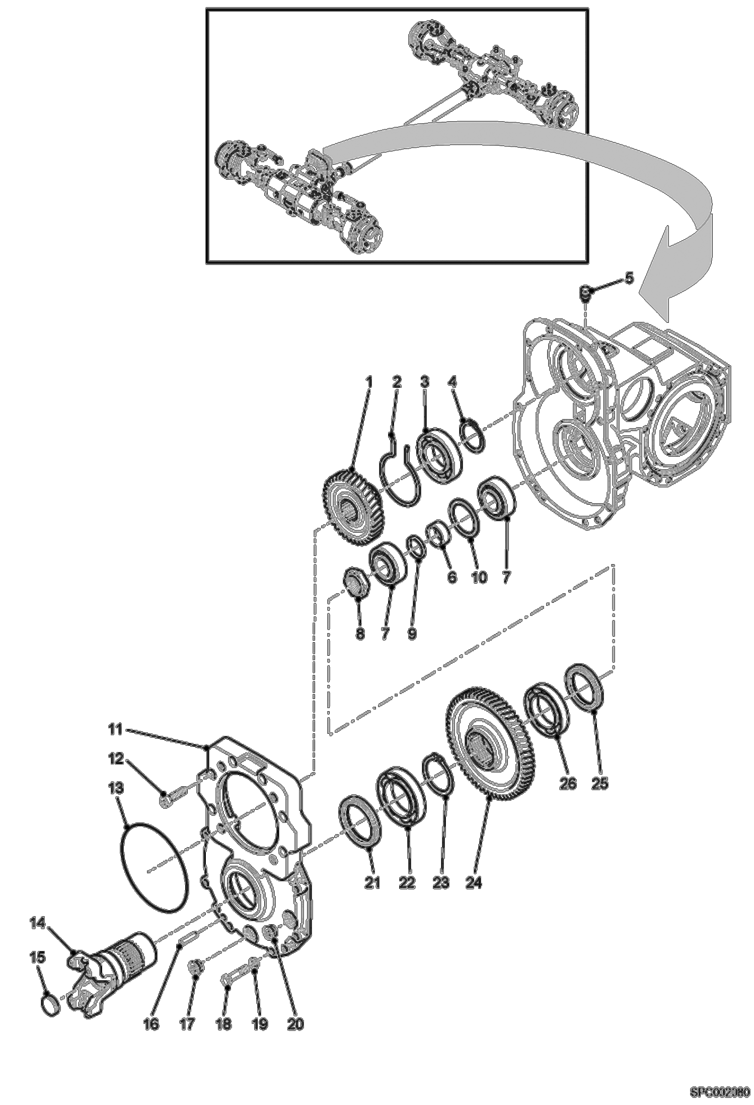 Схема запчастей Bobcat V417 - REDUCER BOX - FRONT AXLE DRIVE SYSTEM