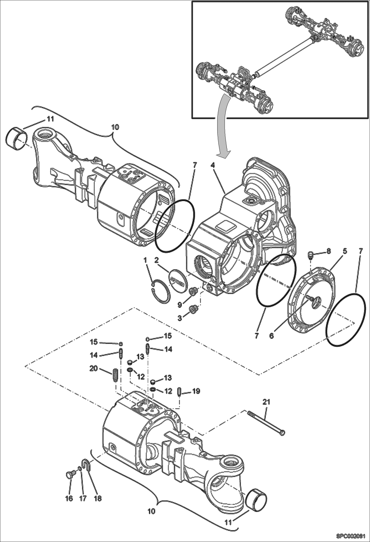 Схема запчастей Bobcat V417 - HOUSING - FRONT AXLE DRIVE SYSTEM