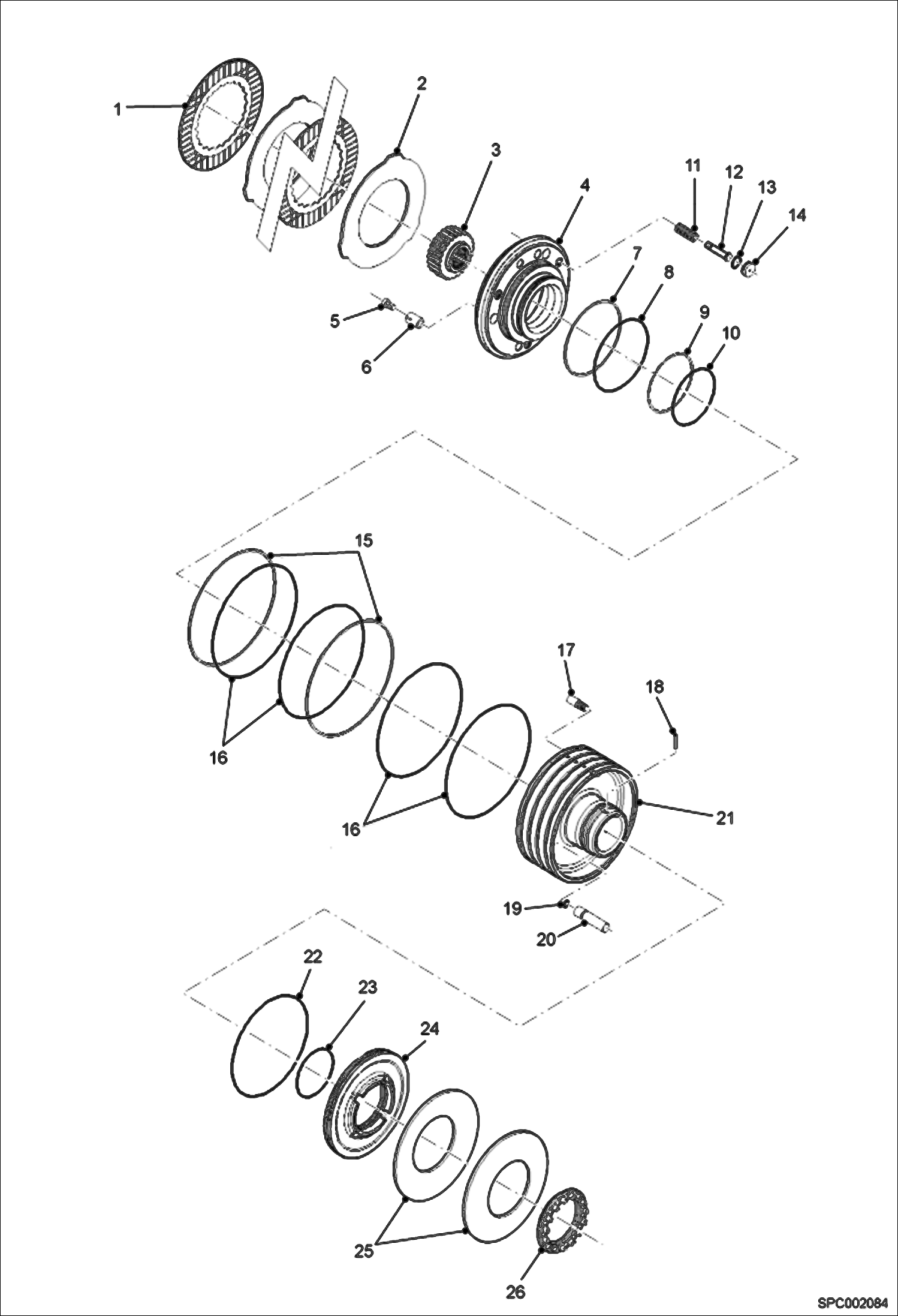 Схема запчастей Bobcat V417 - BRAKES - FRONT AXLE DRIVE SYSTEM