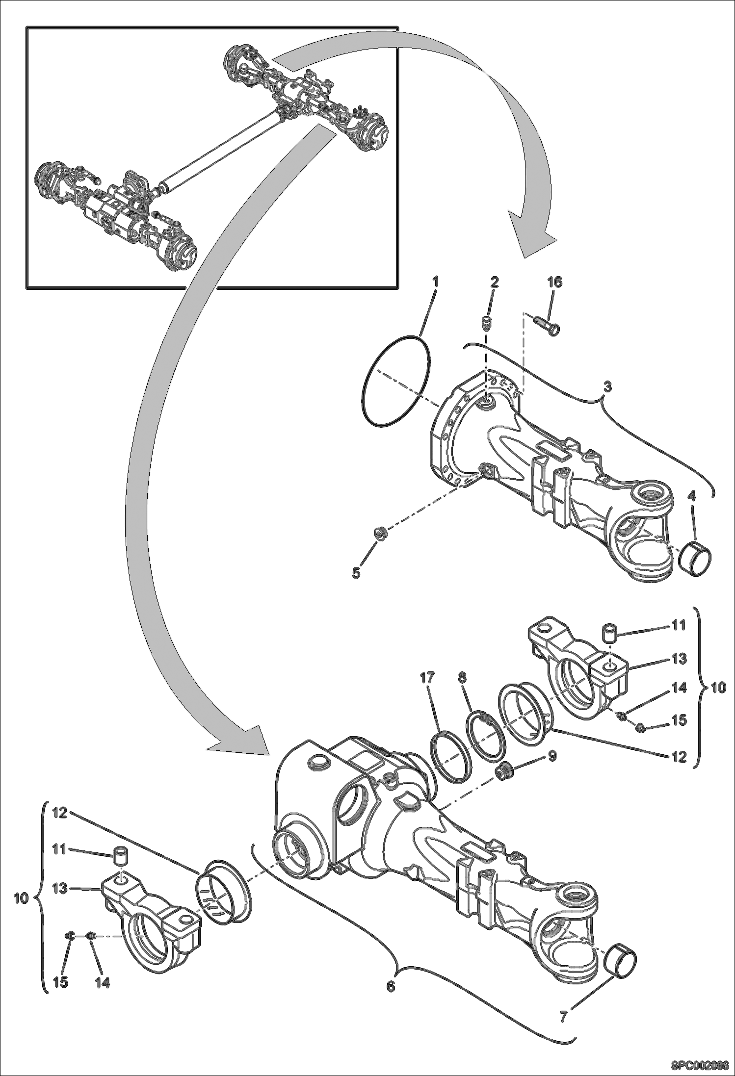 Схема запчастей Bobcat T2250 - HOUSING - REAR AXLE DRIVE SYSTEM