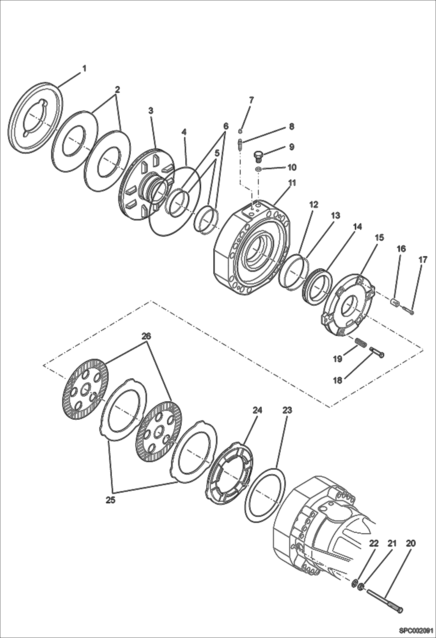 Схема запчастей Bobcat T40140 - BRAKES - FRONT AXLE DRIVE SYSTEM