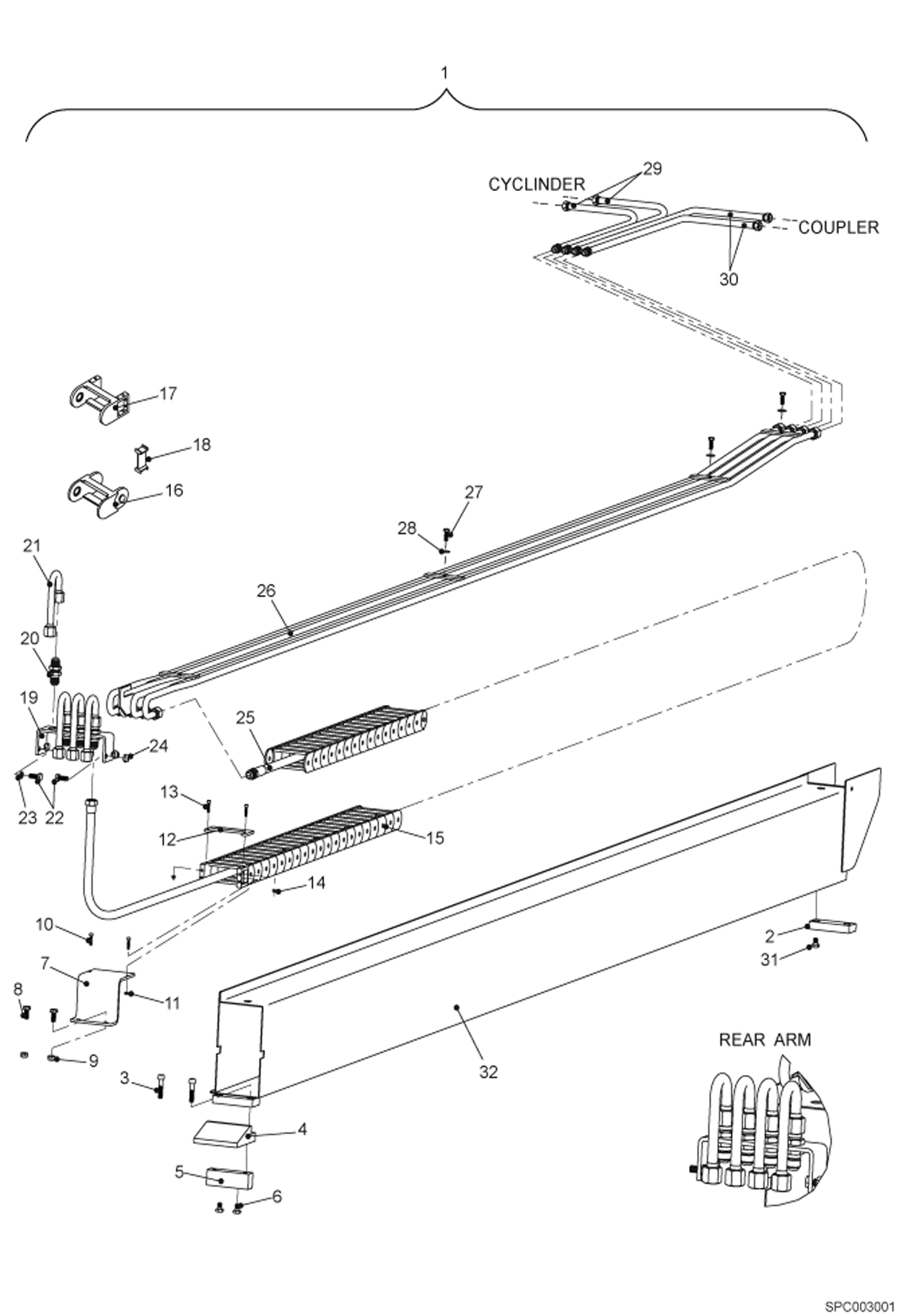 Схема запчастей Bobcat T40140 - BOOM HYDRAULIC SUPPLY (S/N 363212001 & Above, 363912001 & Above) HYDRAULIC SYSTEM