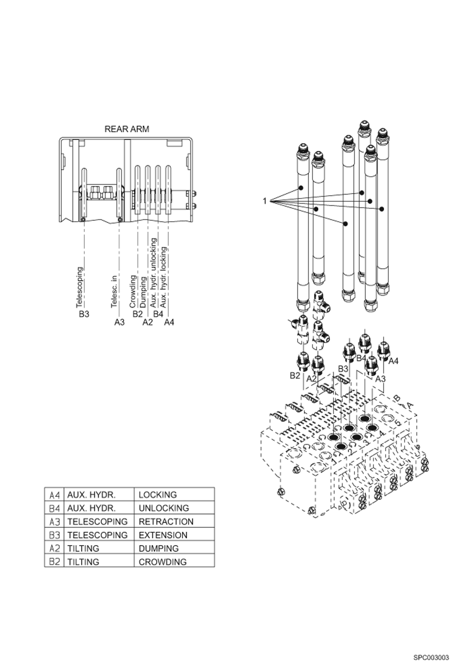 Схема запчастей Bobcat T40170 - BOOM HYDRAULIC SUPPLY FROM CONTROL VALVE HYDRAULIC SYSTEM