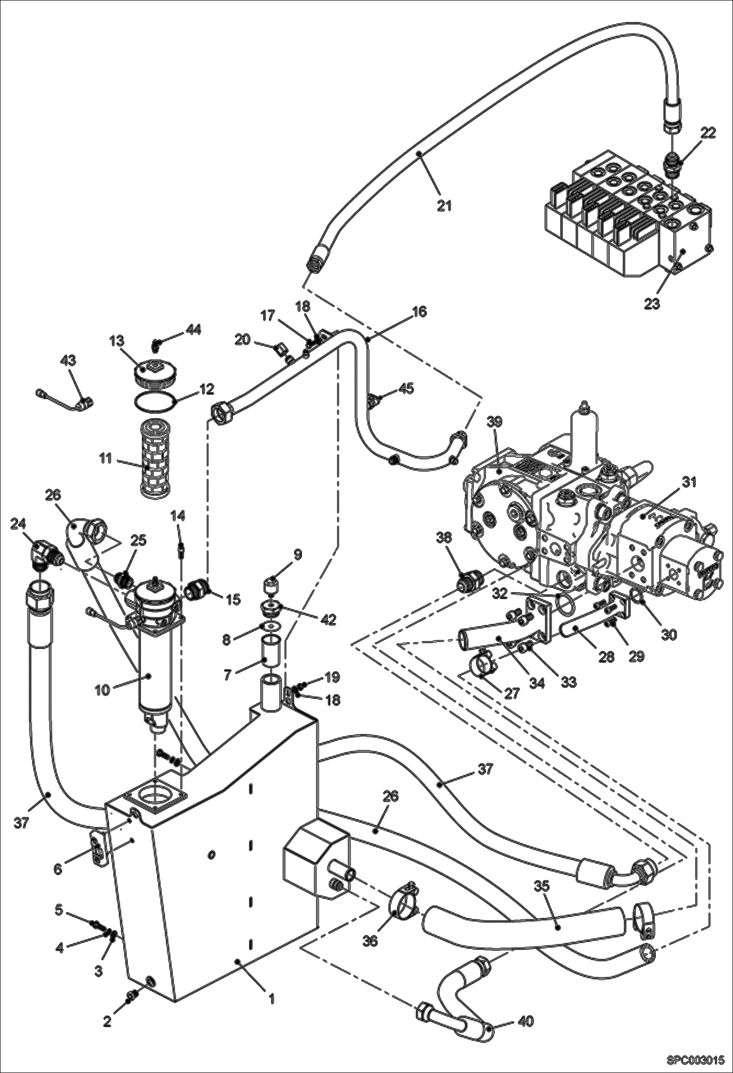 Схема запчастей Bobcat T40170 - HYDRAULIC TANK INSTALLATION HYDRAULIC SYSTEM