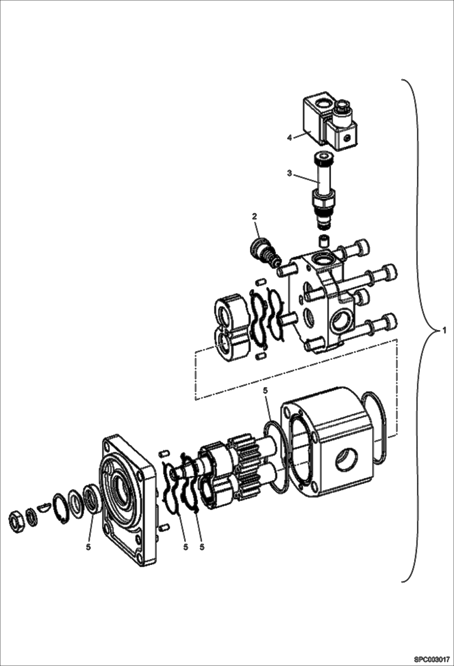 Схема запчастей Bobcat T40170 - HYDRAULIC MOTOR (For Cooler Fan - Double Speed) (S/N 363212001 - 12033, 363312001 - 12050) HYDRAULIC SYSTEM