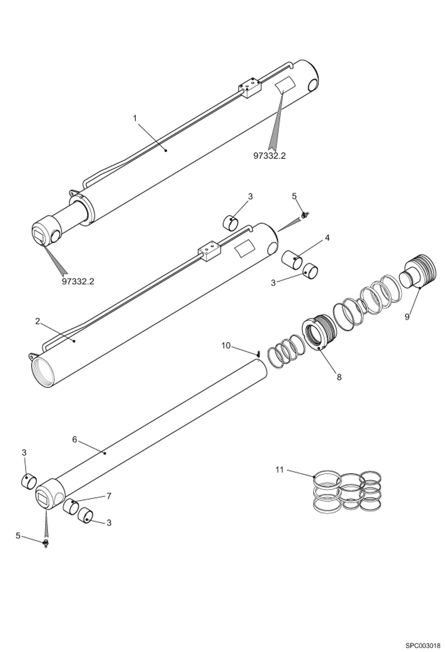 Схема запчастей Bobcat T40140 - LIFT CYLINDER (97732.2) HYDRAULIC SYSTEM