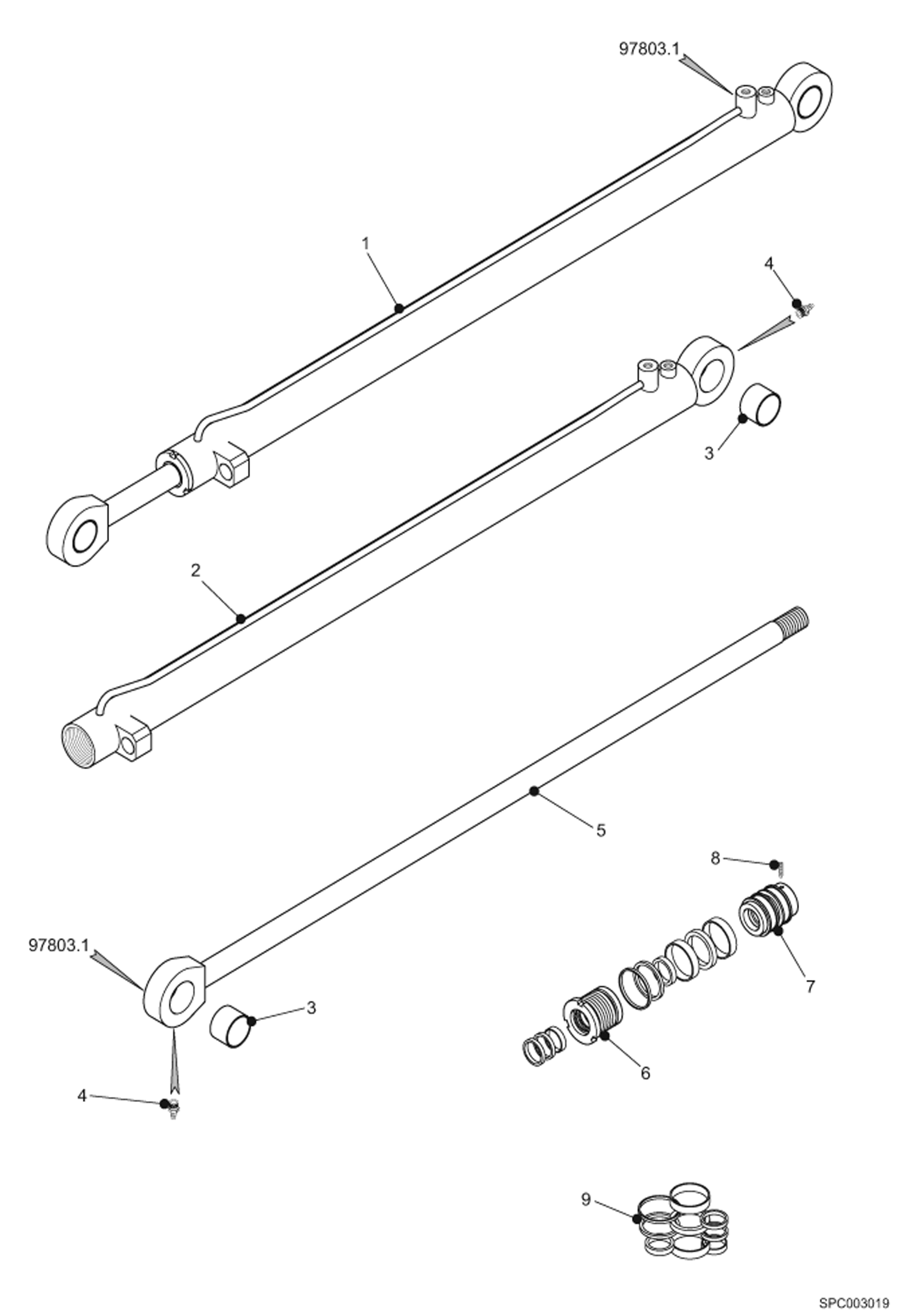 Схема запчастей Bobcat T40170 - COMPENSATING CYLINDER (97803.1) HYDRAULIC SYSTEM