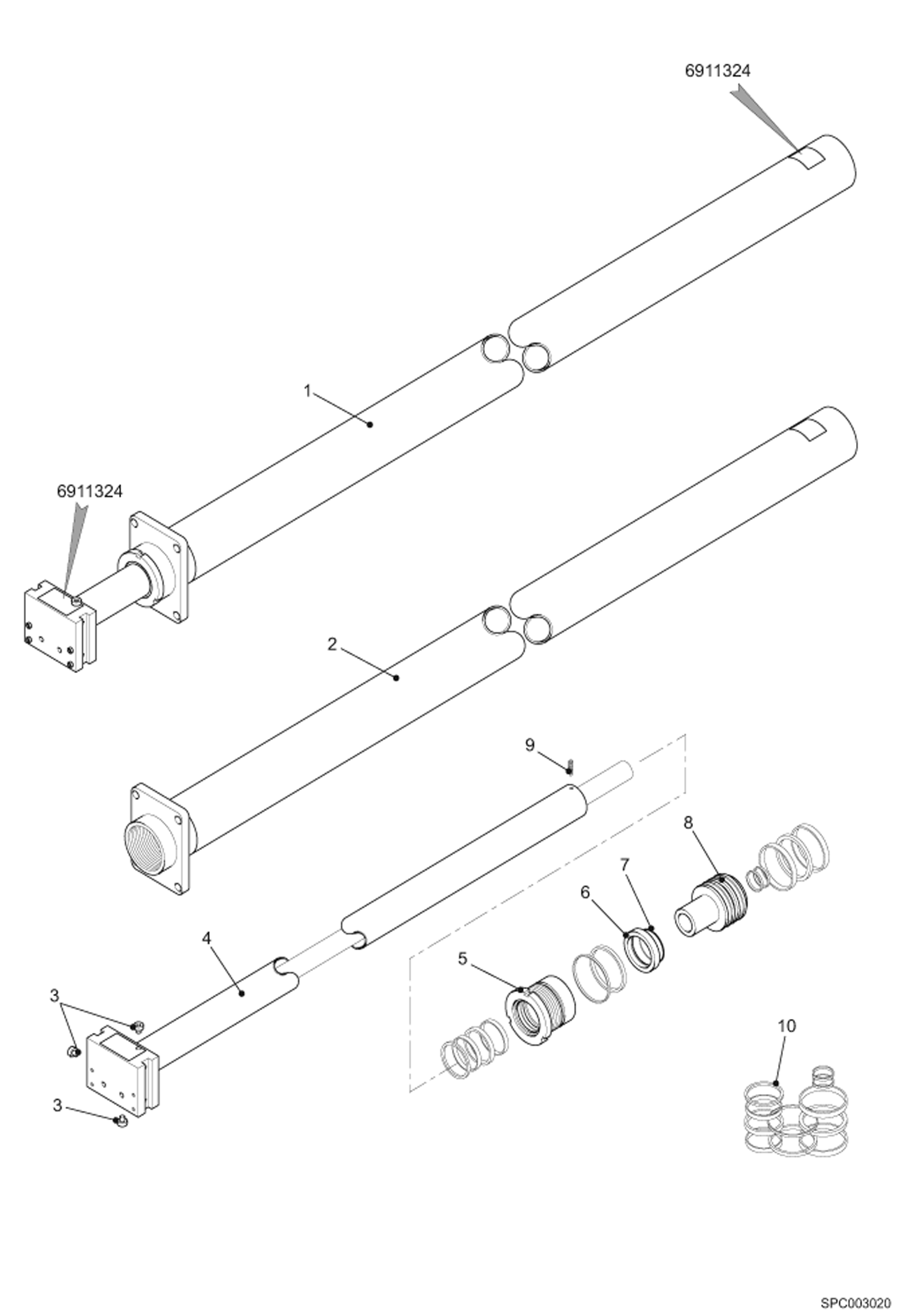 Схема запчастей Bobcat T40170 - TELESCOPE CYLINDER (6911234) HYDRAULIC SYSTEM