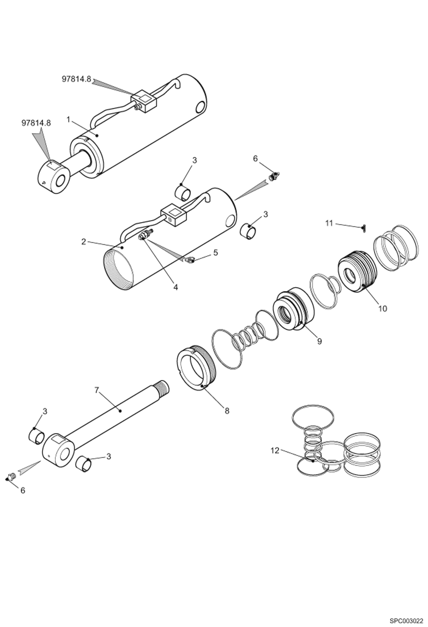 Схема запчастей Bobcat T40140 - TILT CYLINDER (97814.8) HYDRAULIC SYSTEM