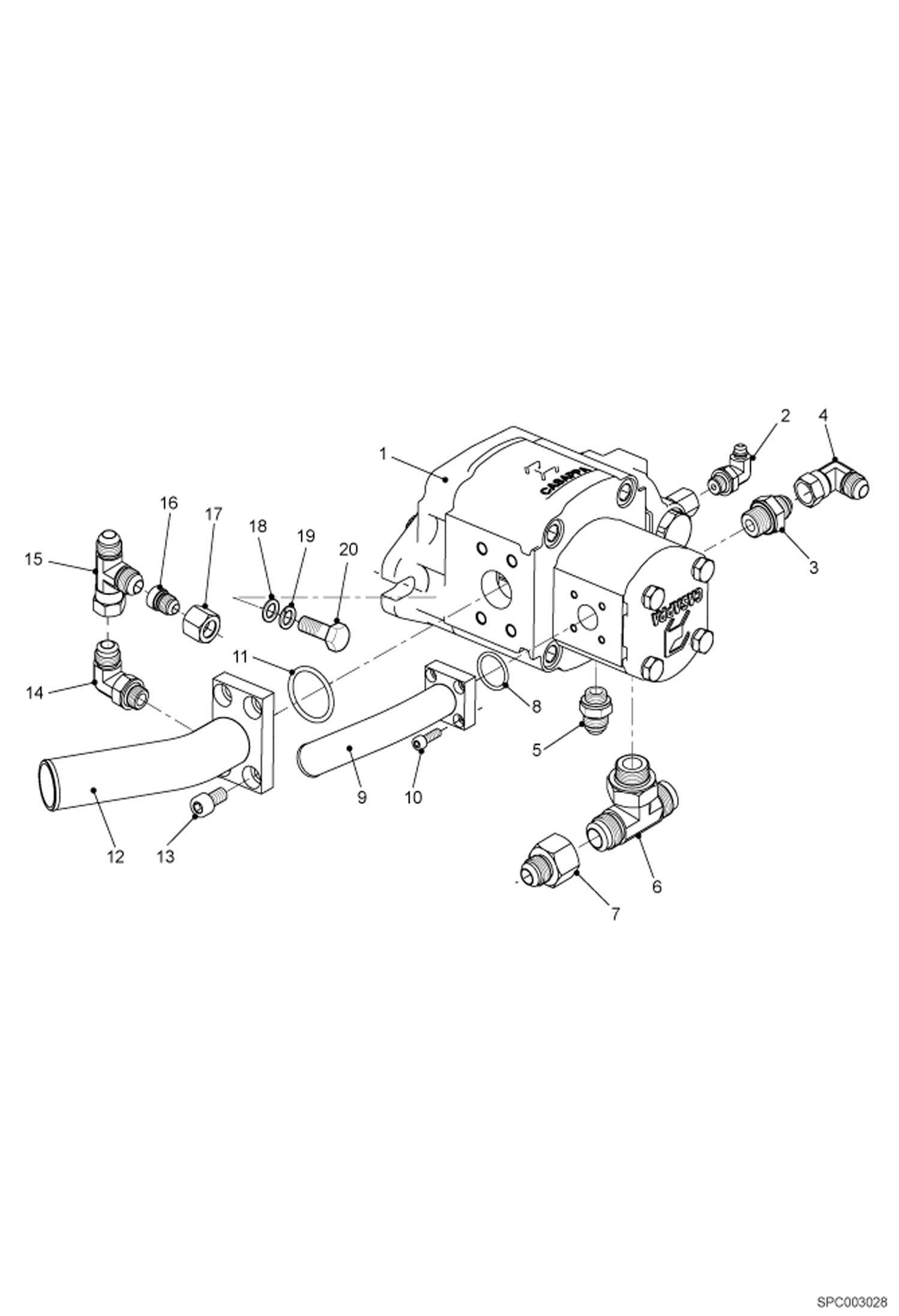 Схема запчастей Bobcat T40170 - HYDRAULIC PUMP INSTALLATION HYDRAULIC SYSTEM