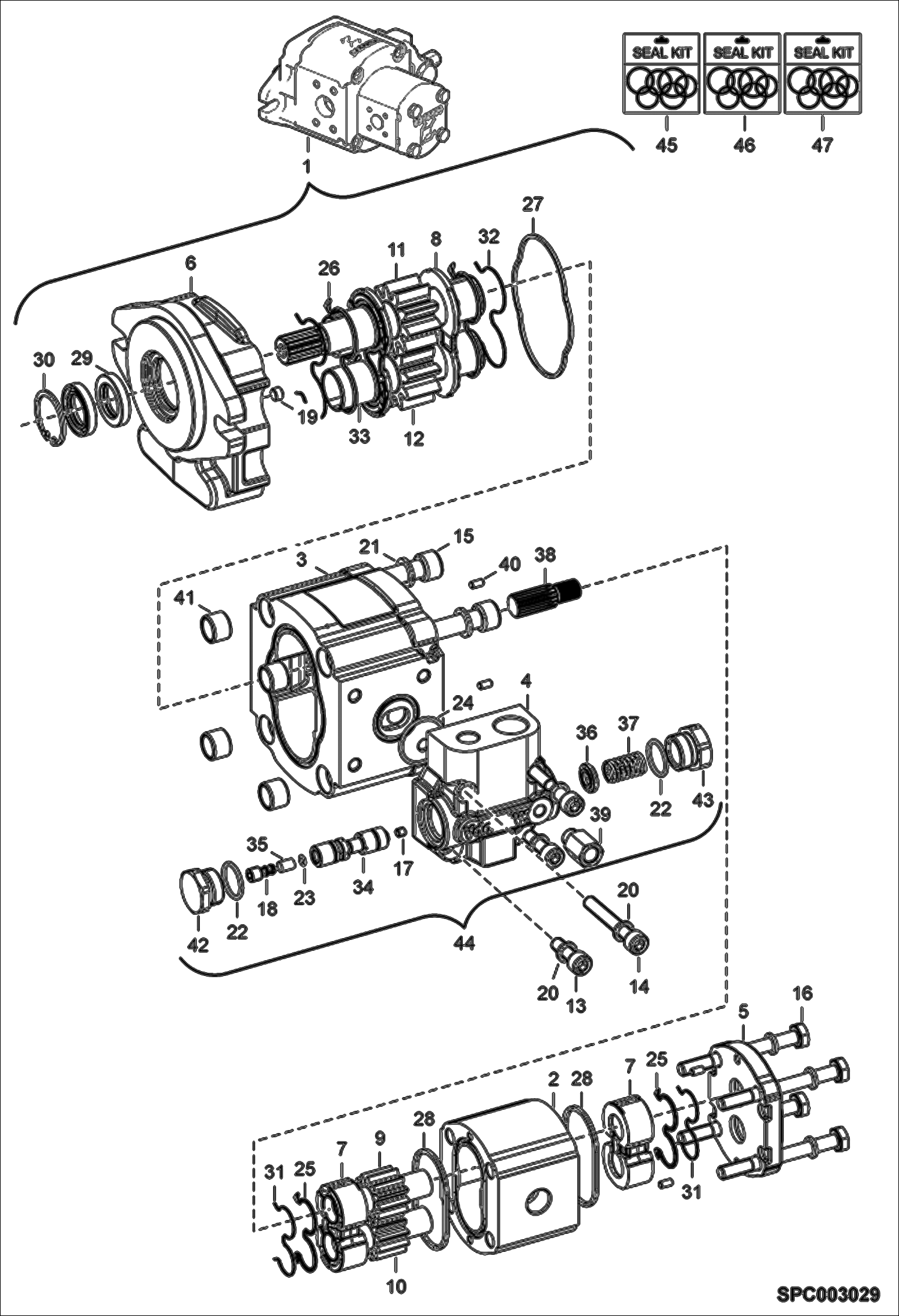 Схема запчастей Bobcat V723 - HYDRAULIC PUMP ASSY HYDRAULIC SYSTEM