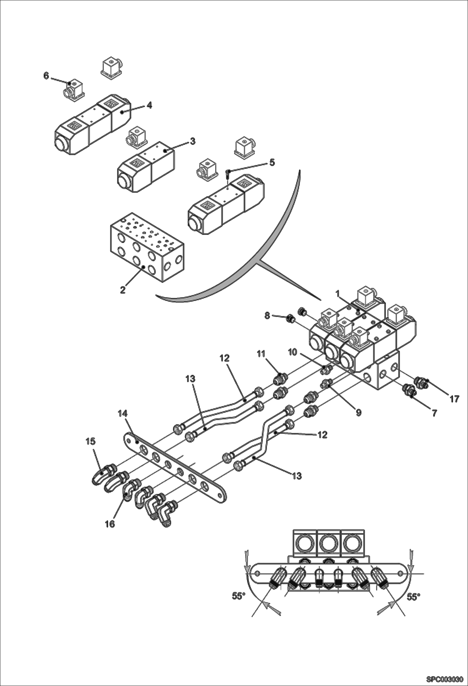 Схема запчастей Bobcat T40170 - STABILIZER SELECTOR VALVES HYDRAULIC SYSTEM