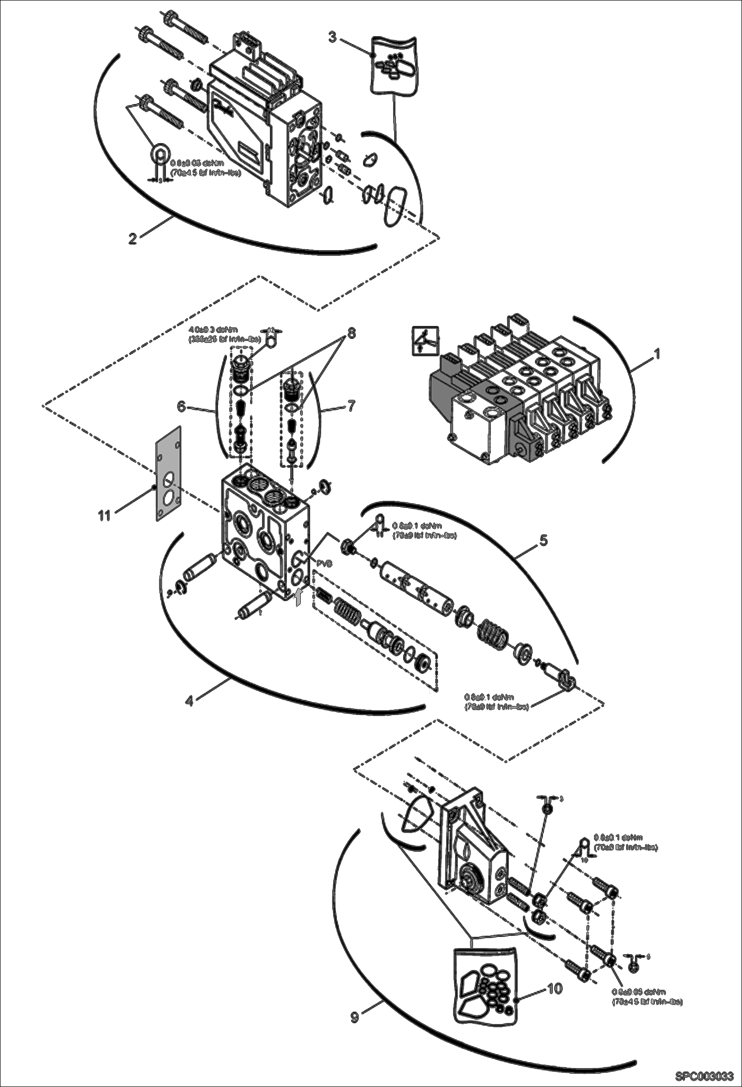 Схема запчастей Bobcat T40170 - HYDRAULIC CONTROL VALVE (Lift Section) HYDRAULIC SYSTEM