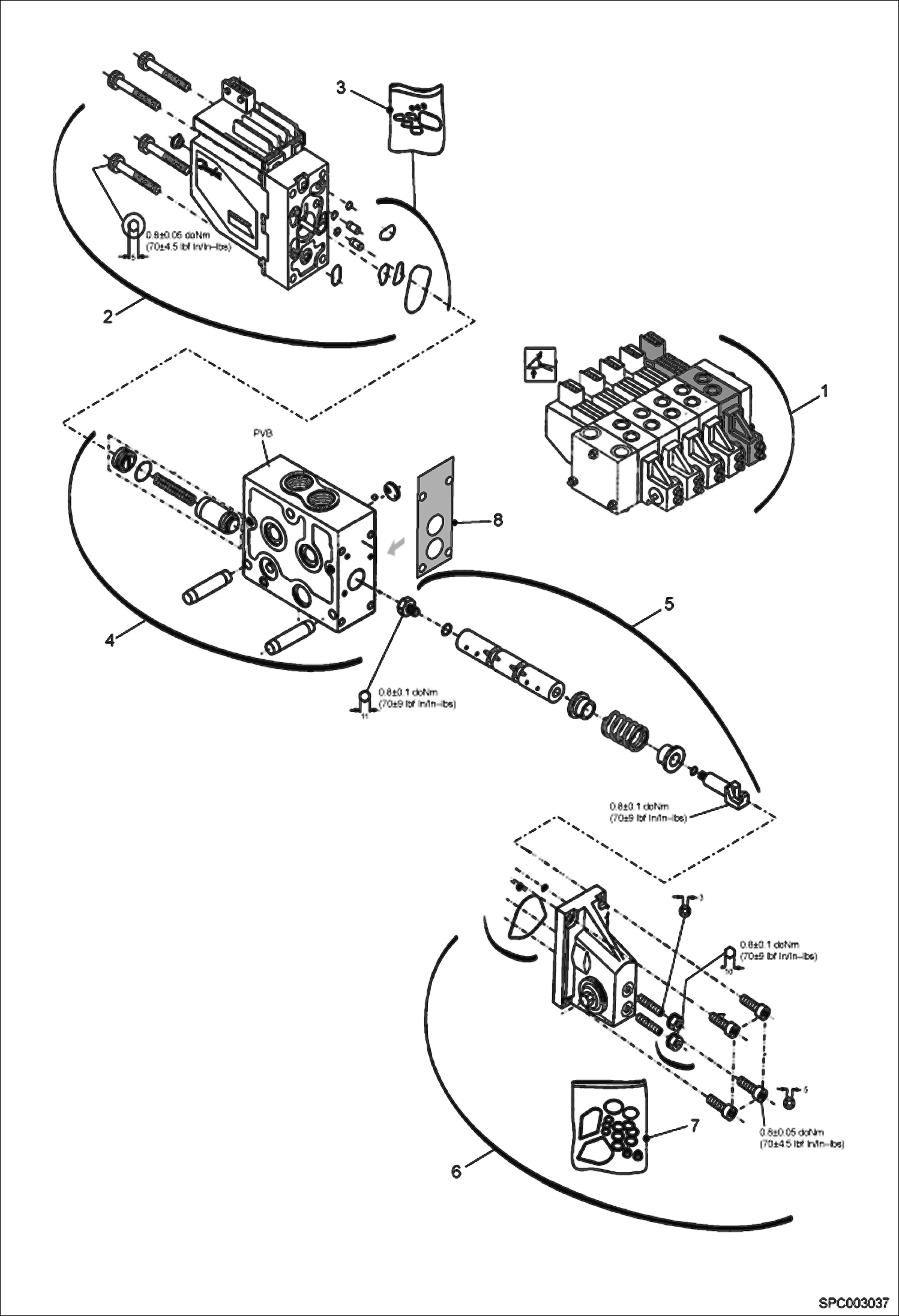 Схема запчастей Bobcat T40140 - HYDRAULIC CONTROL VALVE HYDRAULIC SYSTEM