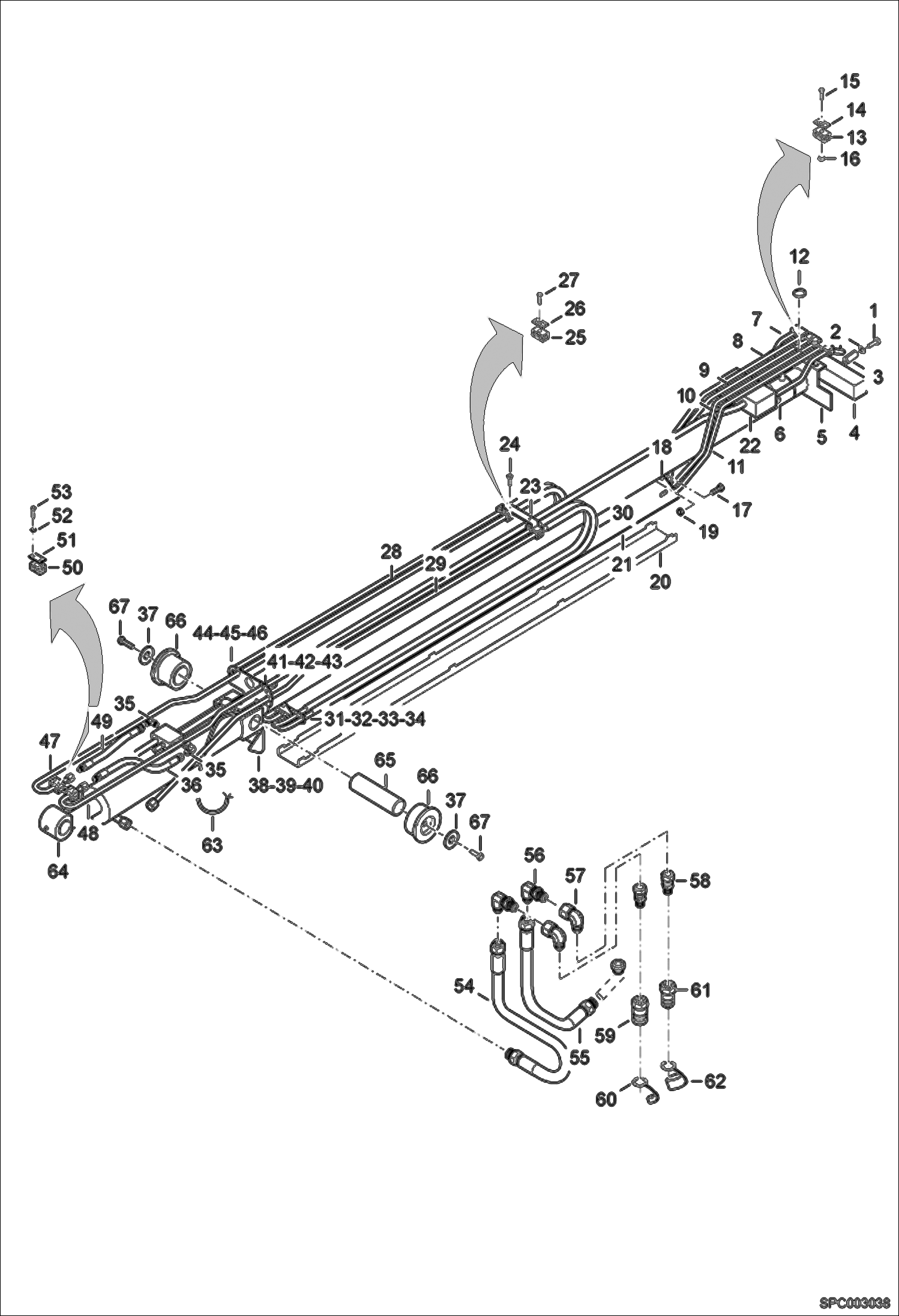 Схема запчастей Bobcat T3571 - BOOM HYDRAULIC INSTALLATION HYDRAULIC SYSTEM