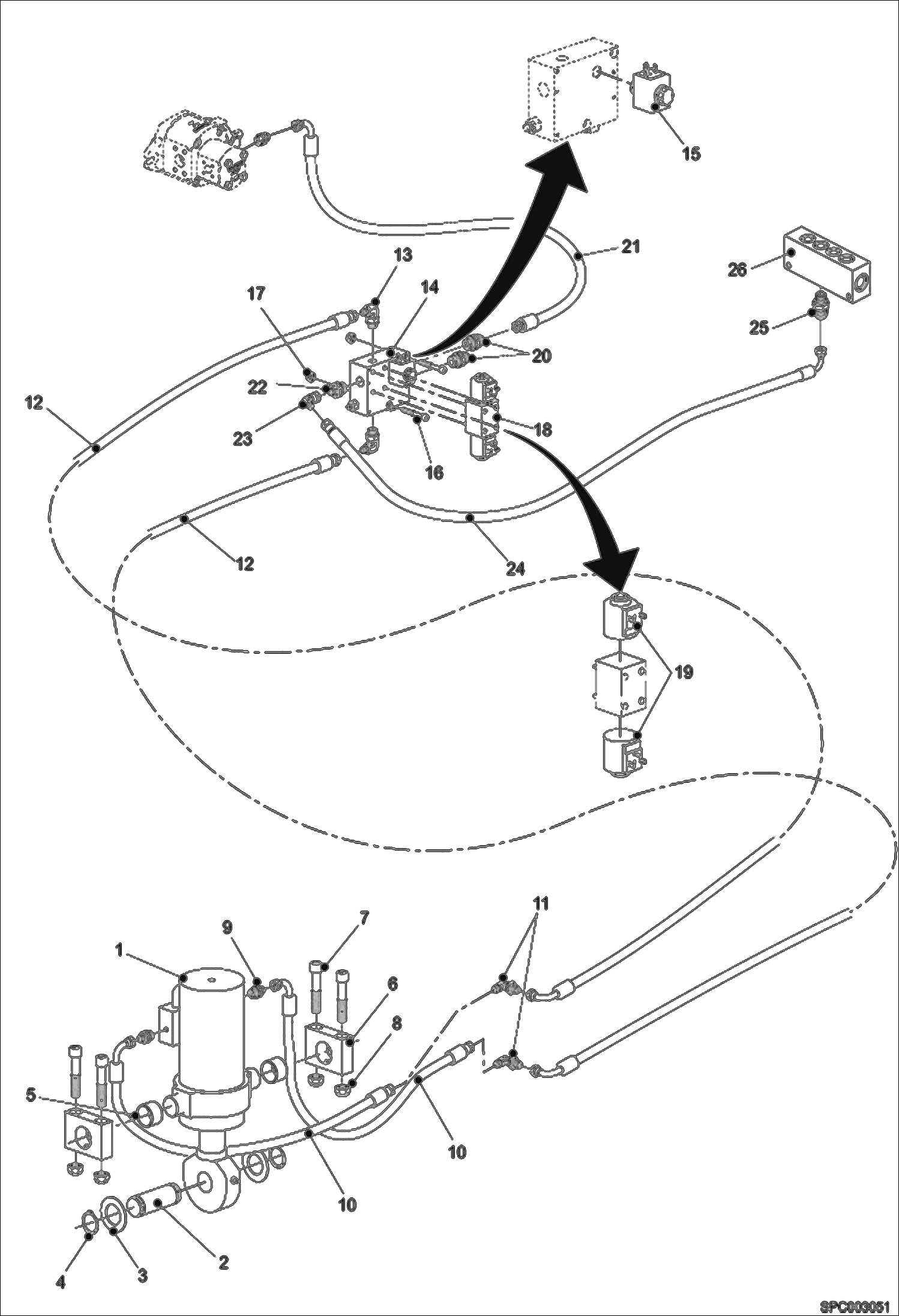 Схема запчастей Bobcat T35120SL - FRAME LEVEL INSTALLATION HYDRAULIC SYSTEM