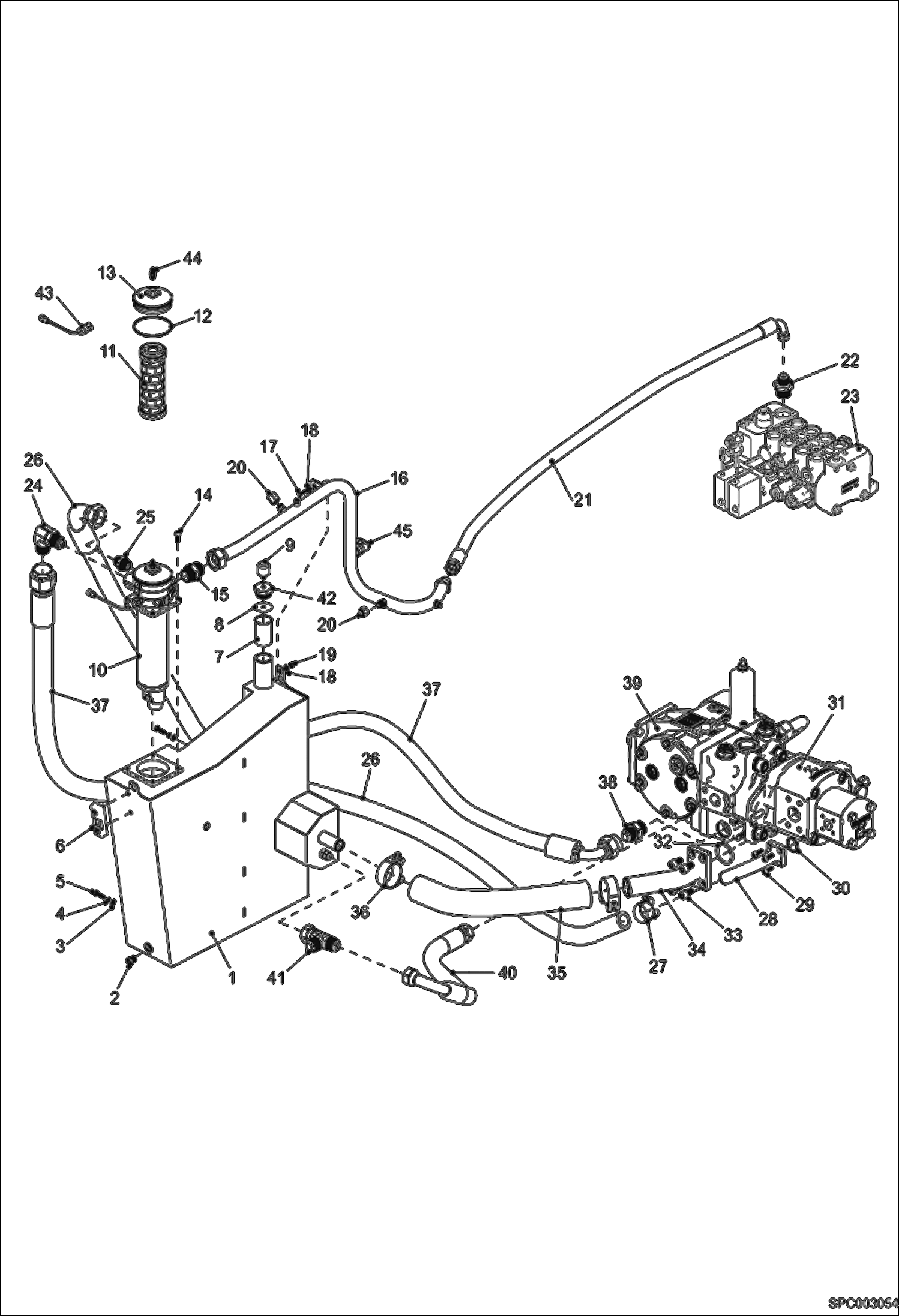 Схема запчастей Bobcat T3571L - HYDRAULIC TANK INSTALLATION HYDRAULIC SYSTEM