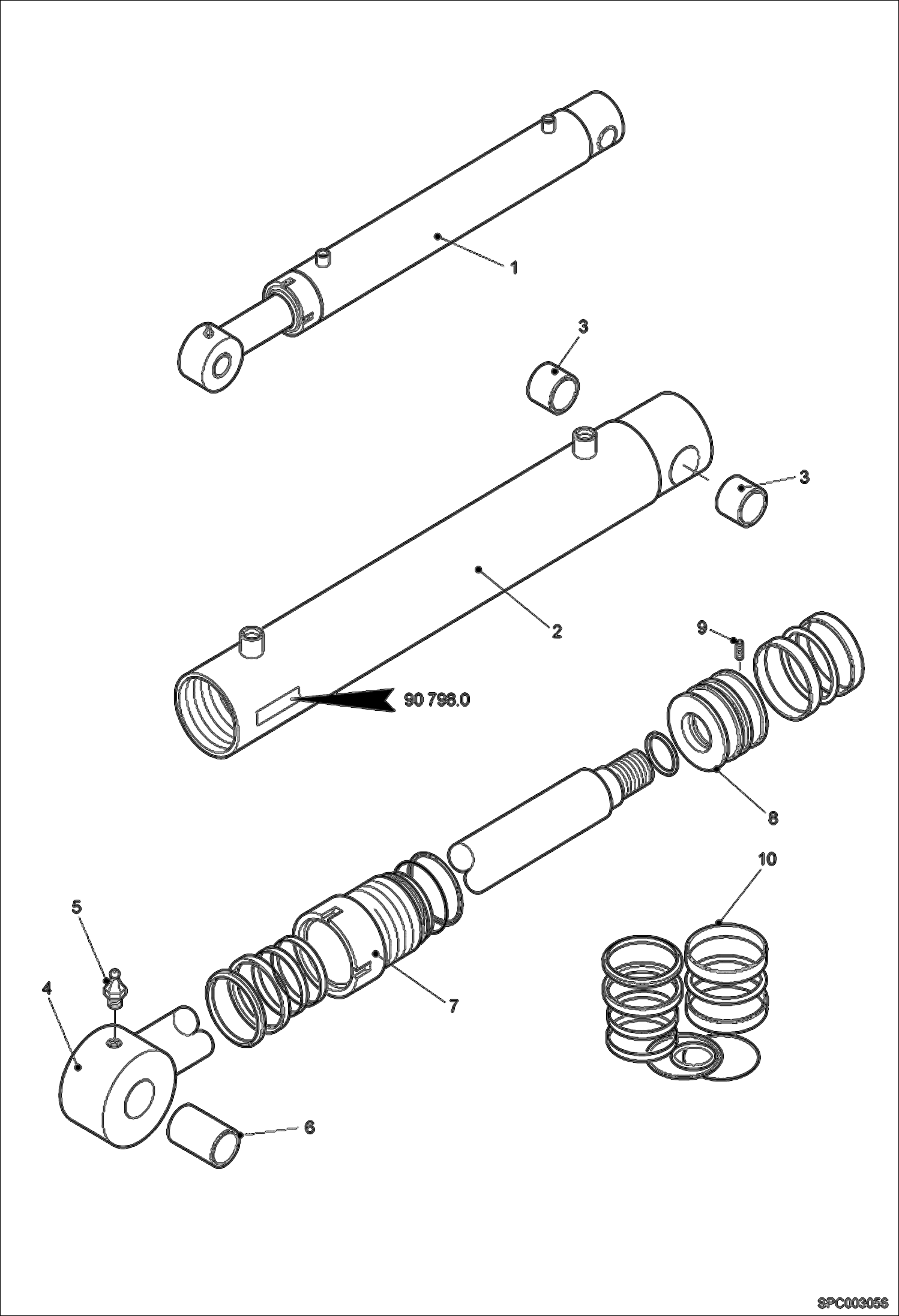 Схема запчастей Bobcat T3571 - COMPENSATING CYLINDER (Vendor Partnumber 90798.0) HYDRAULIC SYSTEM