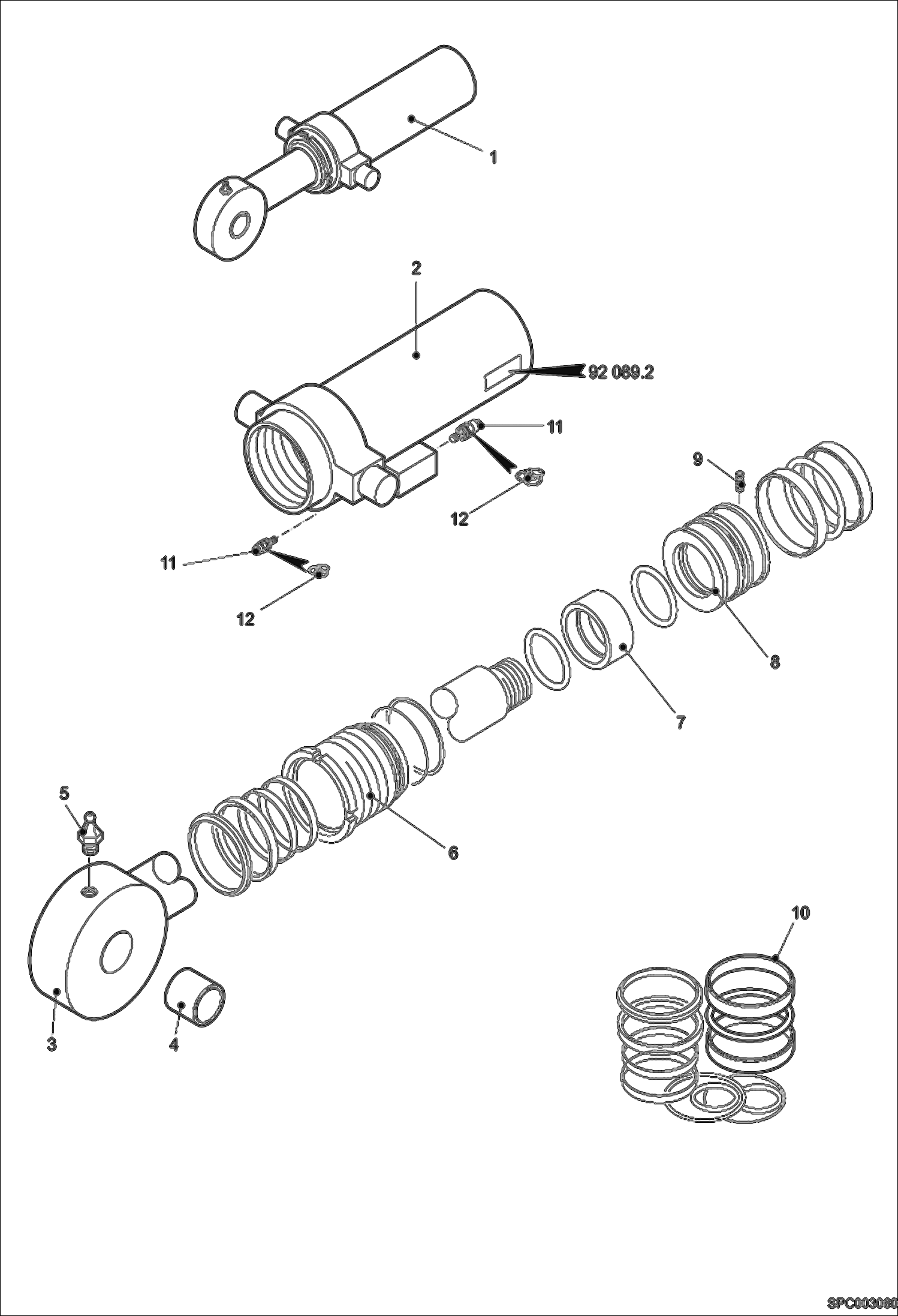 Схема запчастей Bobcat T35120SL - FRAME LEVEL CYLINDER HYDRAULIC SYSTEM