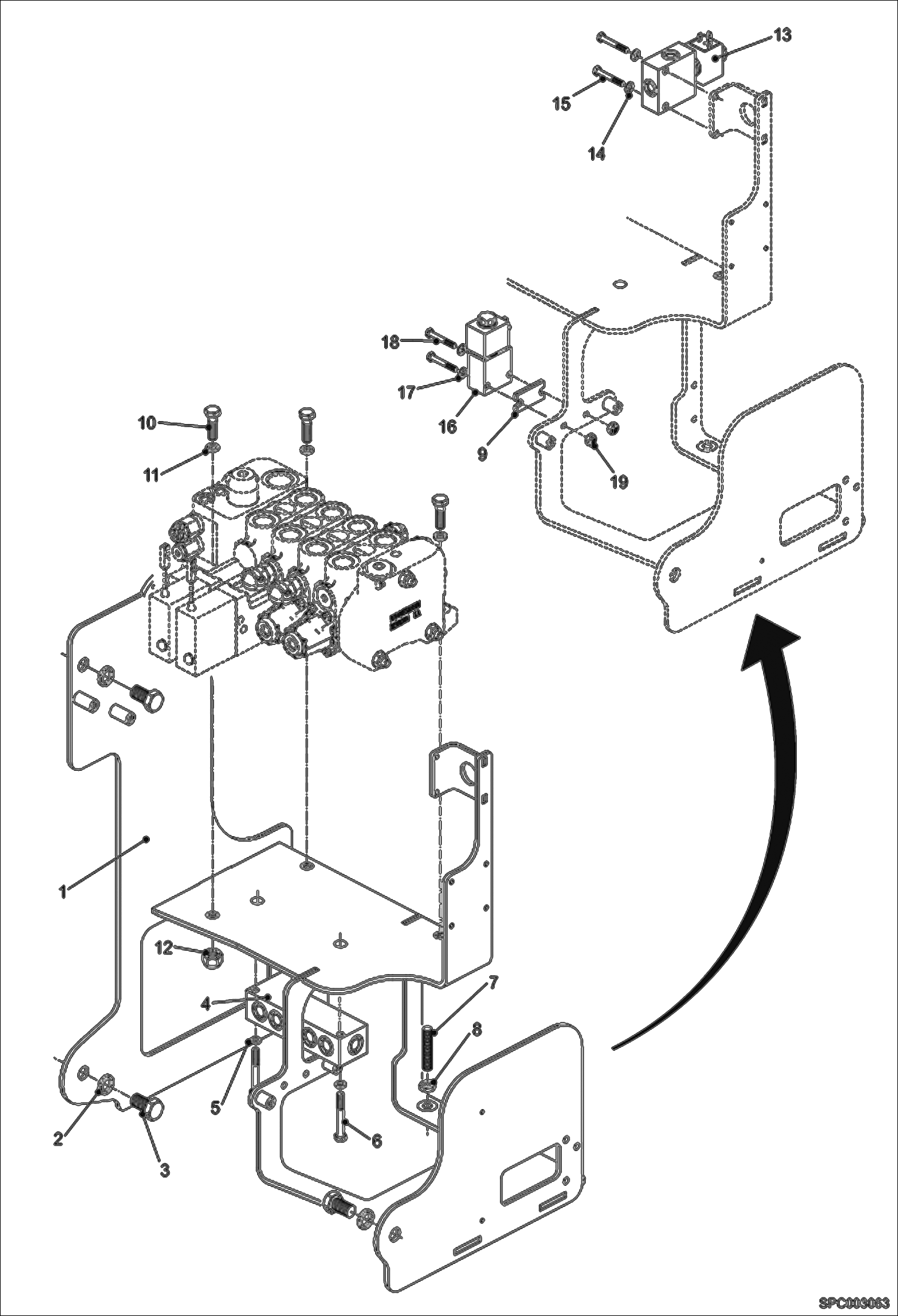 Схема запчастей Bobcat T3571 - HYDRAULIC CONTROL VALVE FIXATION HYDRAULIC SYSTEM