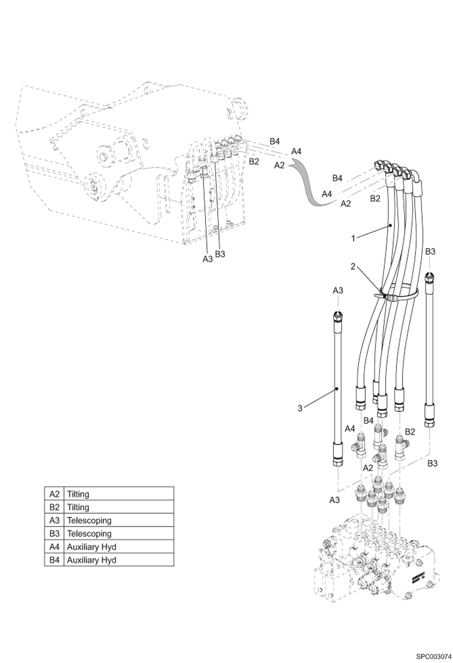 Схема запчастей Bobcat T35120SL - BOOM HYDRAULIC SUPPLY FROM CONTROL VALVE HYDRAULIC SYSTEM