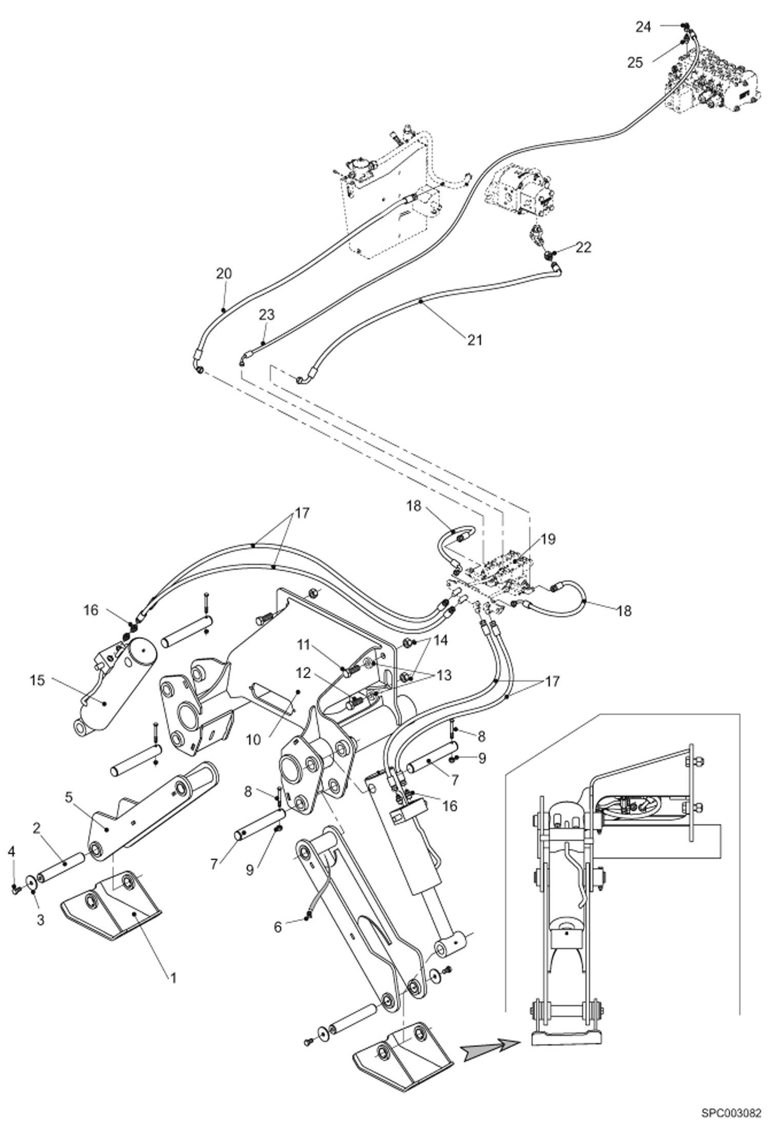 Схема запчастей Bobcat T35120SL - STABILIZERS INSTALLATION (S/N 362611001 - 12000) HYDRAULIC SYSTEM