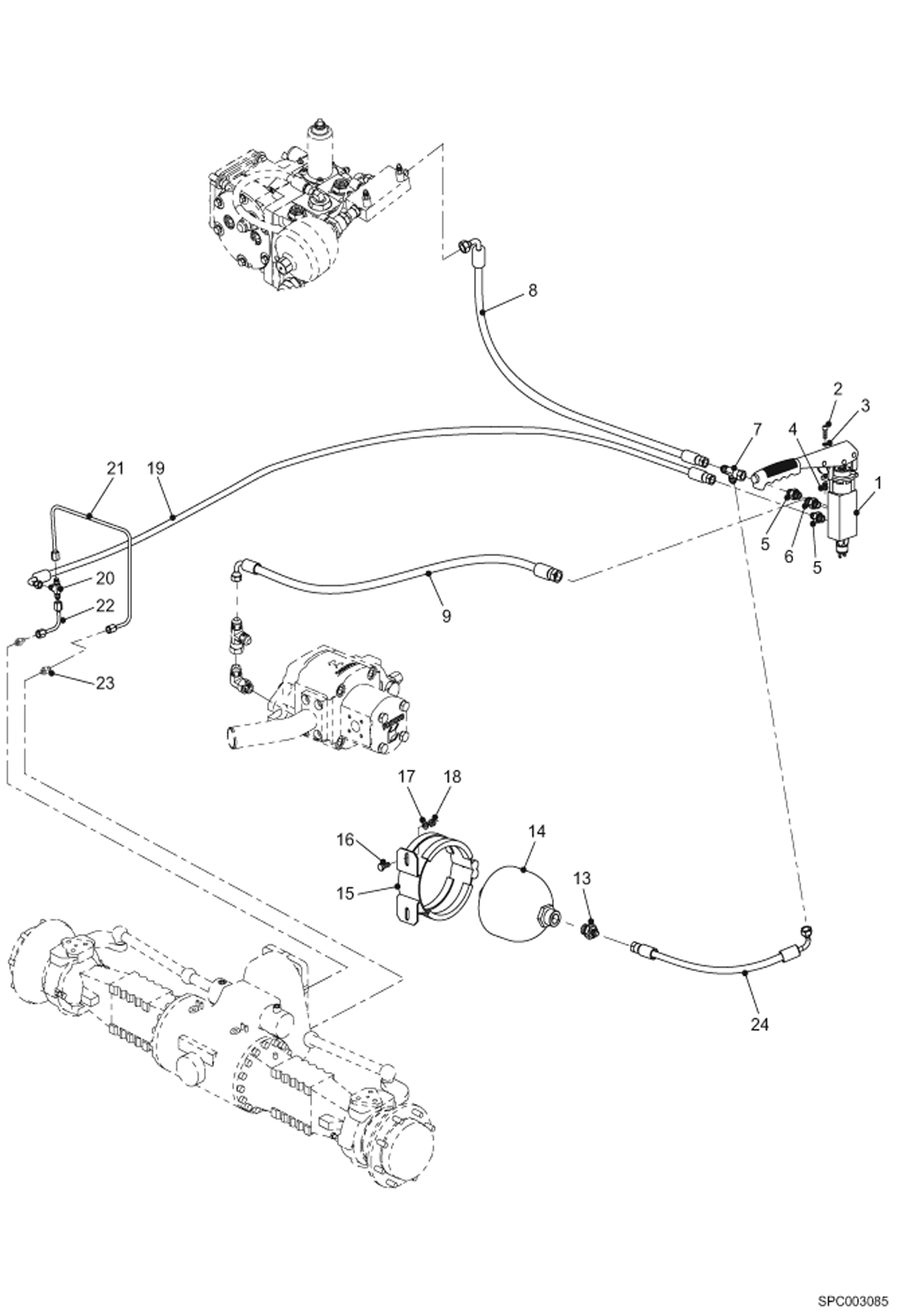 Схема запчастей Bobcat T40140 - PARKING BRAKE HYDRAULIC INSTALLATION (ACCUMULATOR) HYDRAULIC SYSTEM