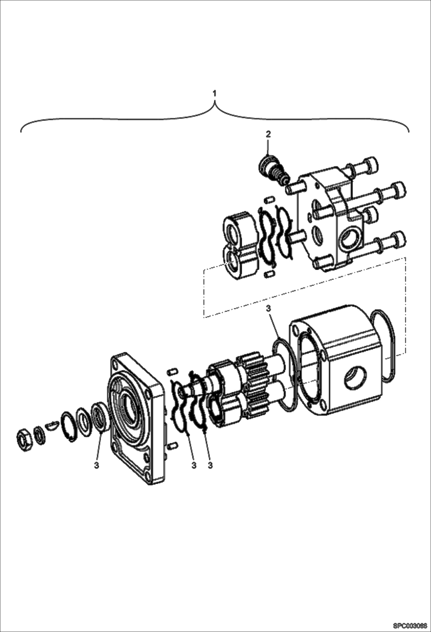 Схема запчастей Bobcat V518 - HYDRAULIC MOTOR (For Cooler Fan) (S/N 367612001 - 12029, 367712001 - 12023) HYDRAULIC SYSTEM