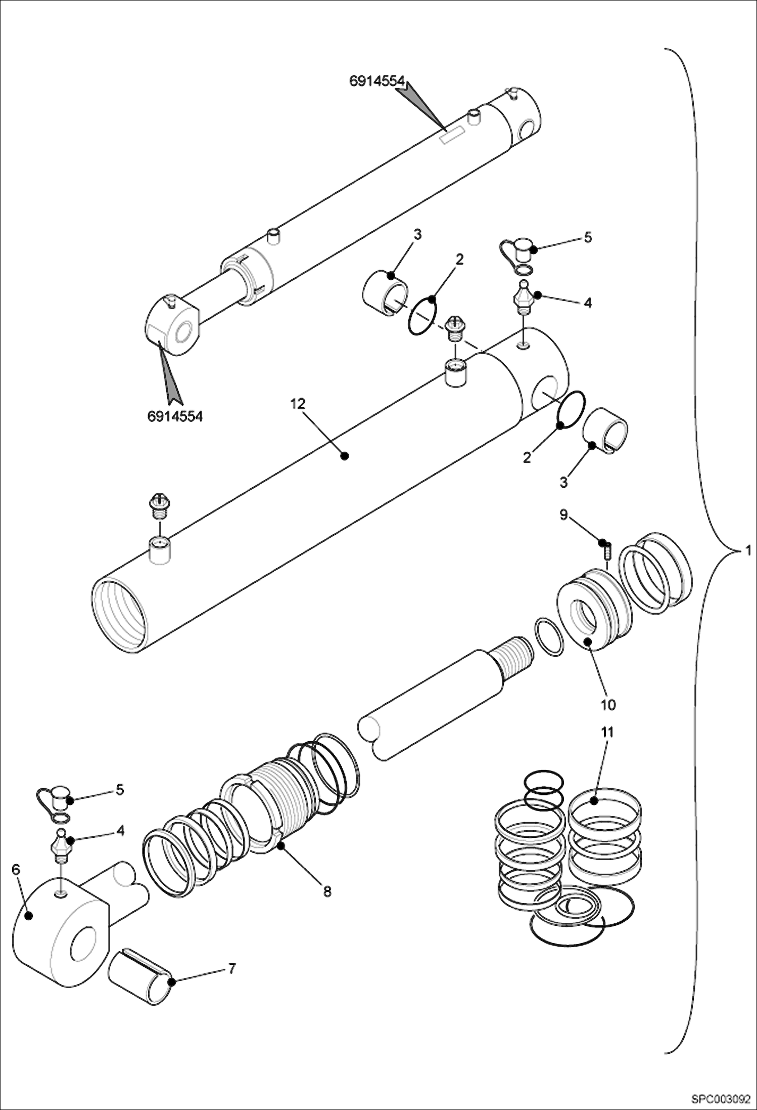 Схема запчастей Bobcat T35100SL - COMPENSATION CYLINDER HYDRAULIC SYSTEM