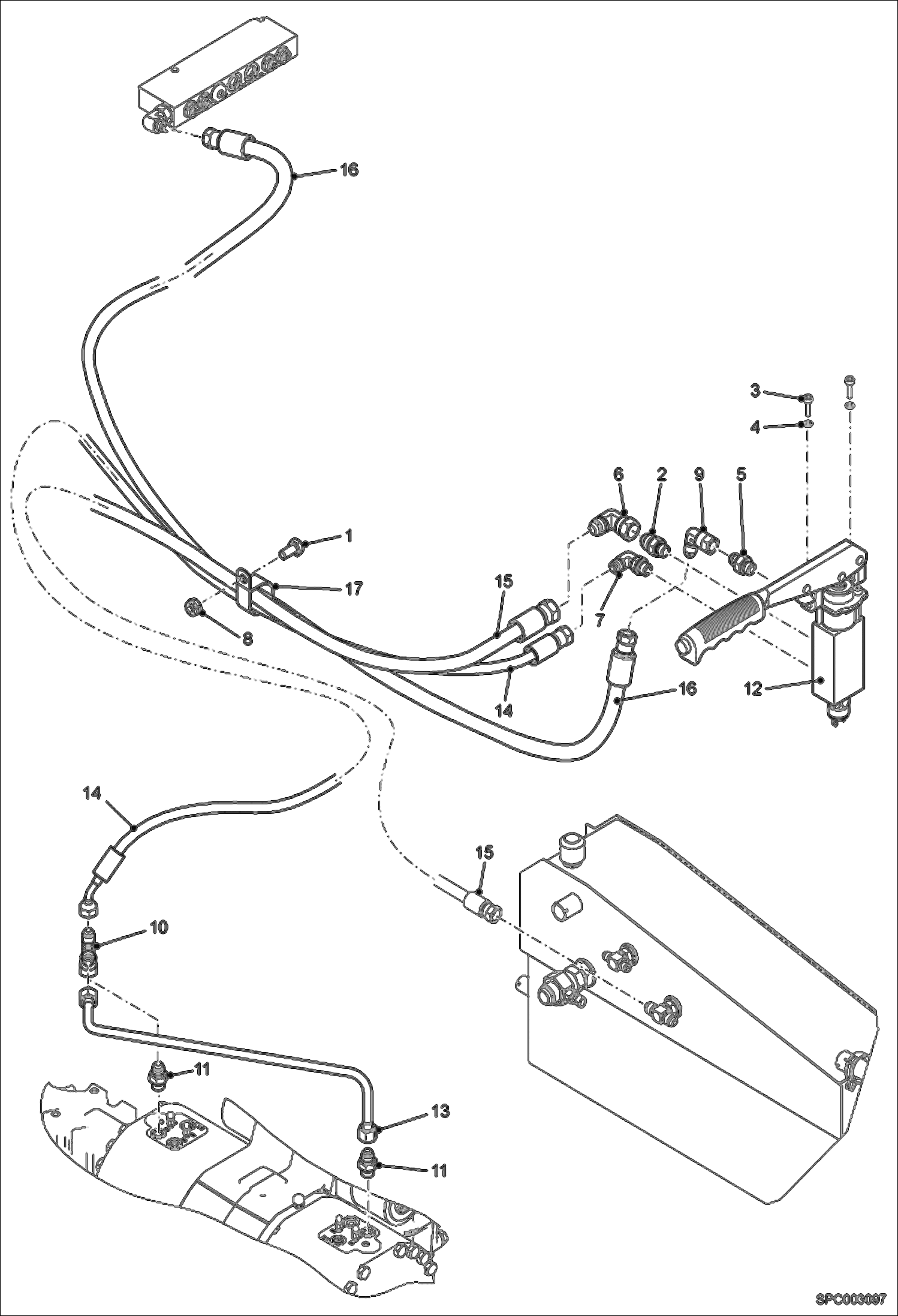 Схема запчастей Bobcat T2250 - HYDRAULIC CIRCUITRY (Parking Brake) HYDRAULIC SYSTEM