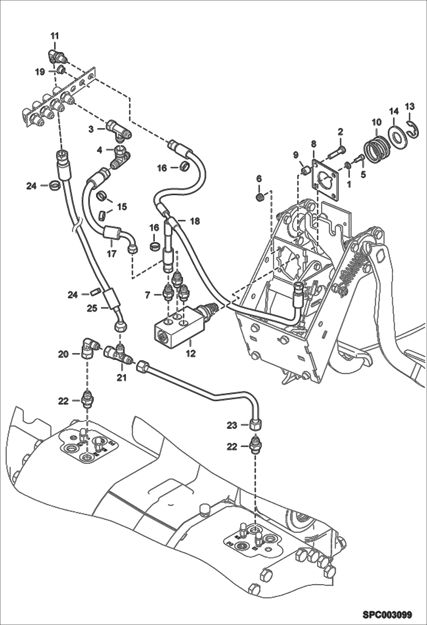 Схема запчастей Bobcat V417 - HYDRAULIC CIRCUITRY (Service Brake) (S/N AC1C11001 - 15178, AC1D11001 & Above) HYDRAULIC SYSTEM