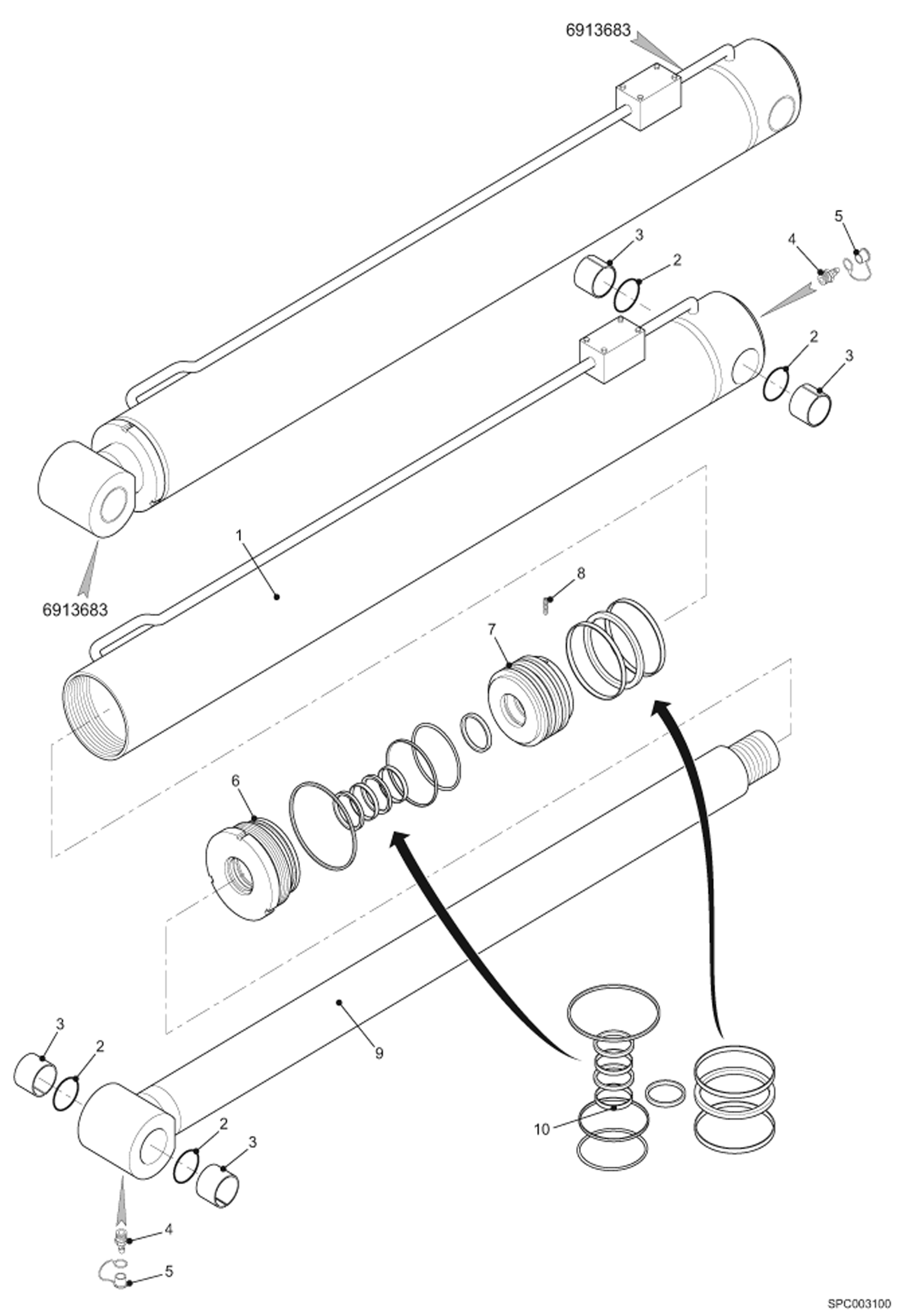 Схема запчастей Bobcat T40140 - LIFT CYLINDER HYDRAULIC SYSTEM