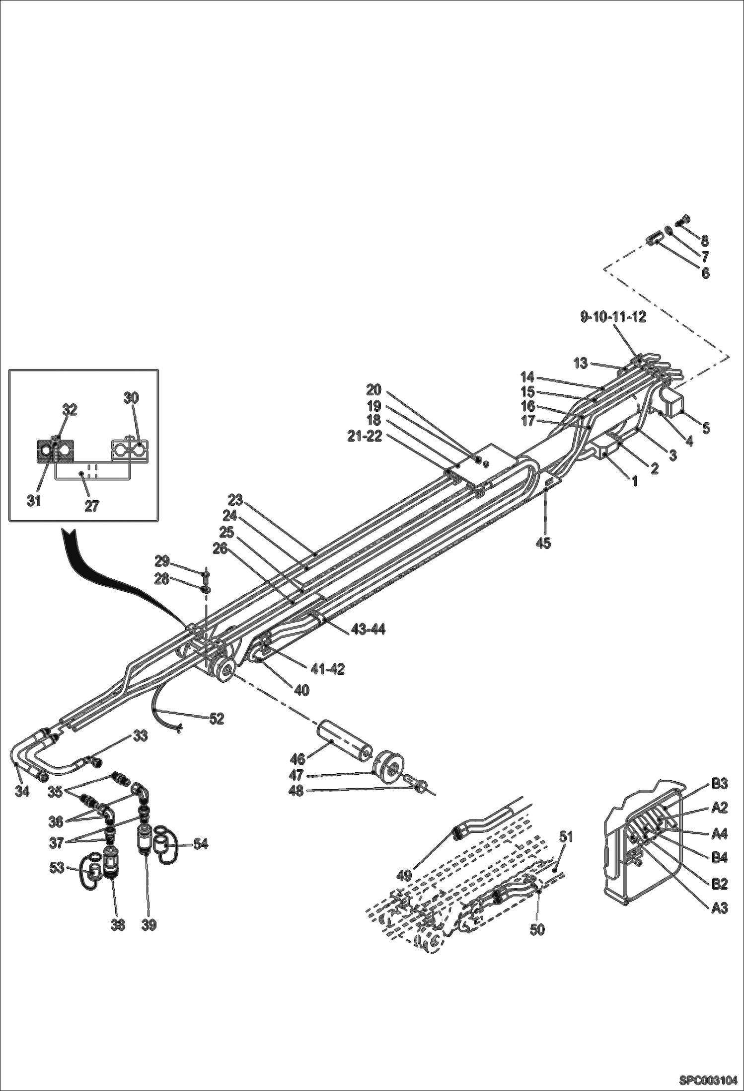 Схема запчастей Bobcat V518 - BOOM HYDRAULIC INSTALLATION HYDRAULIC SYSTEM