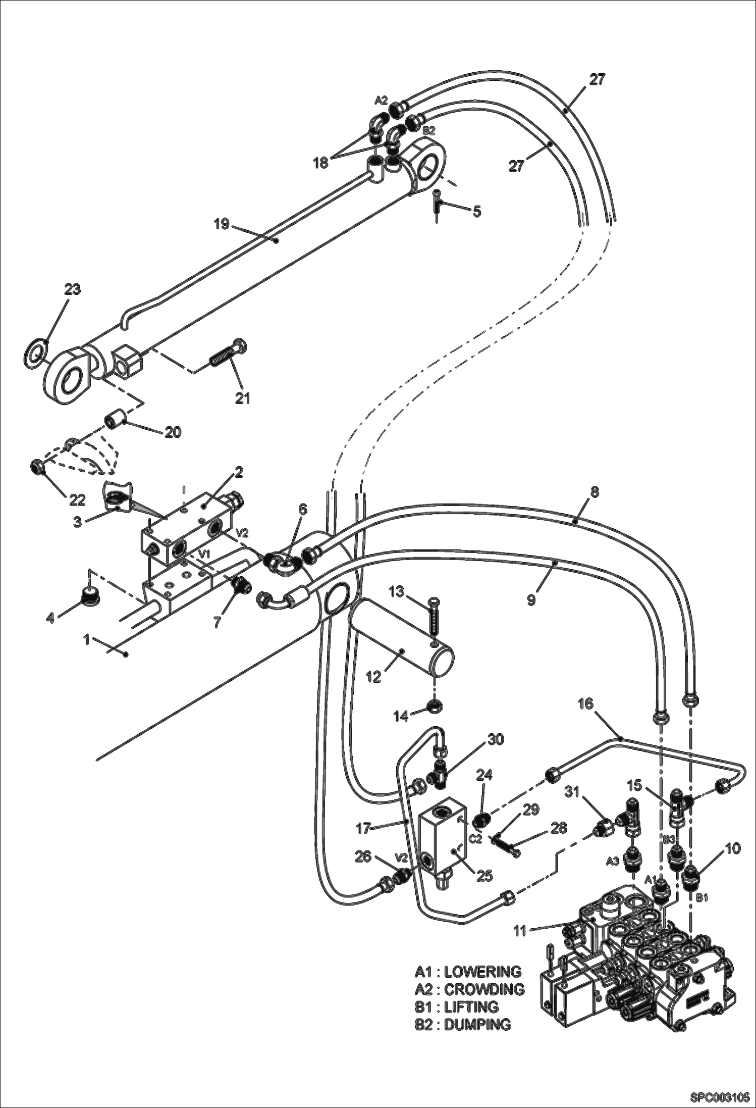 Схема запчастей Bobcat T2556 - LIFT & COMPENSATION CYLINDER INSTALLATION (S/N 363012001 & Above) HYDRAULIC SYSTEM