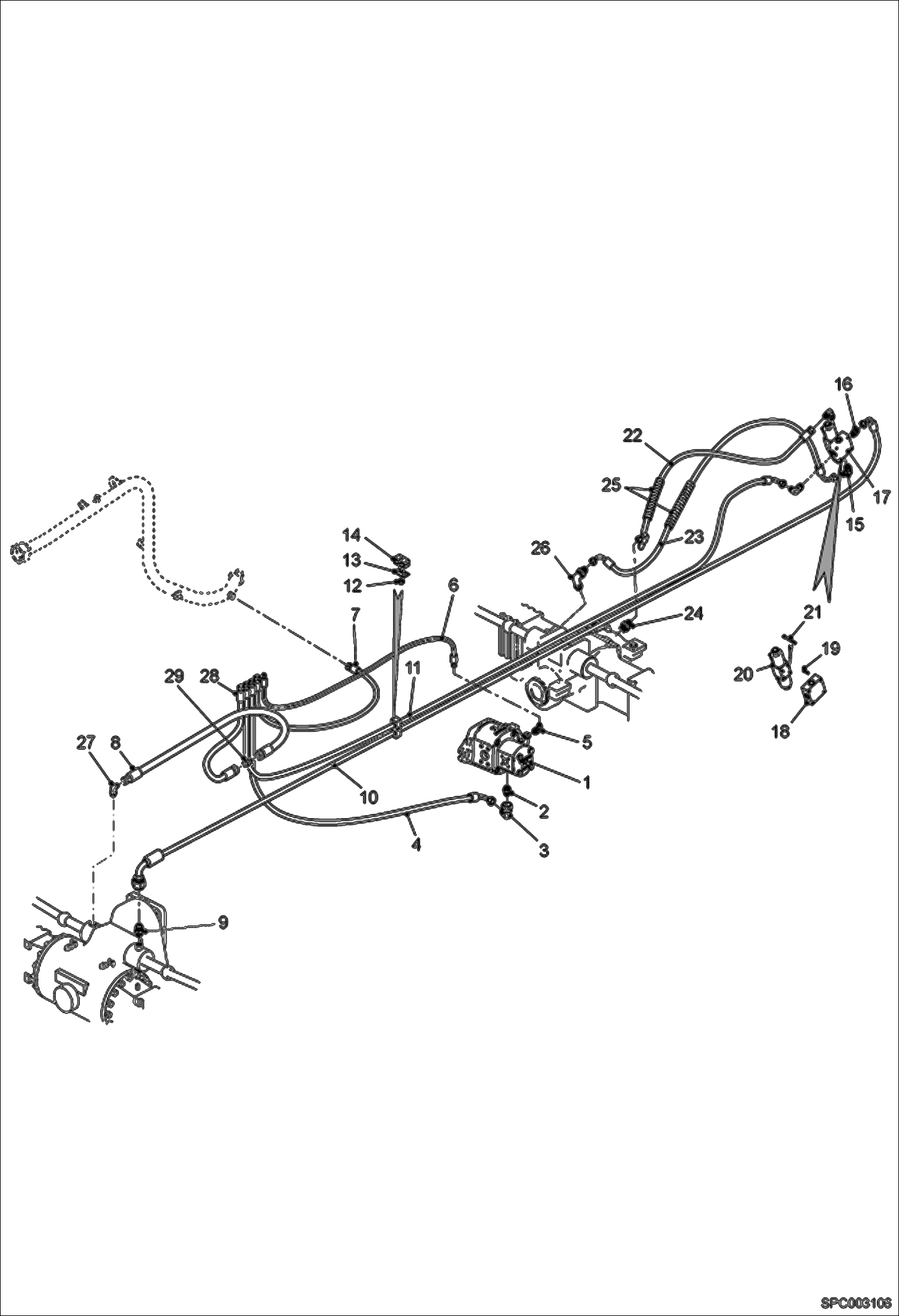 Схема запчастей Bobcat V518 - STEERING HOSE & FITINGS HYDRAULIC SYSTEM