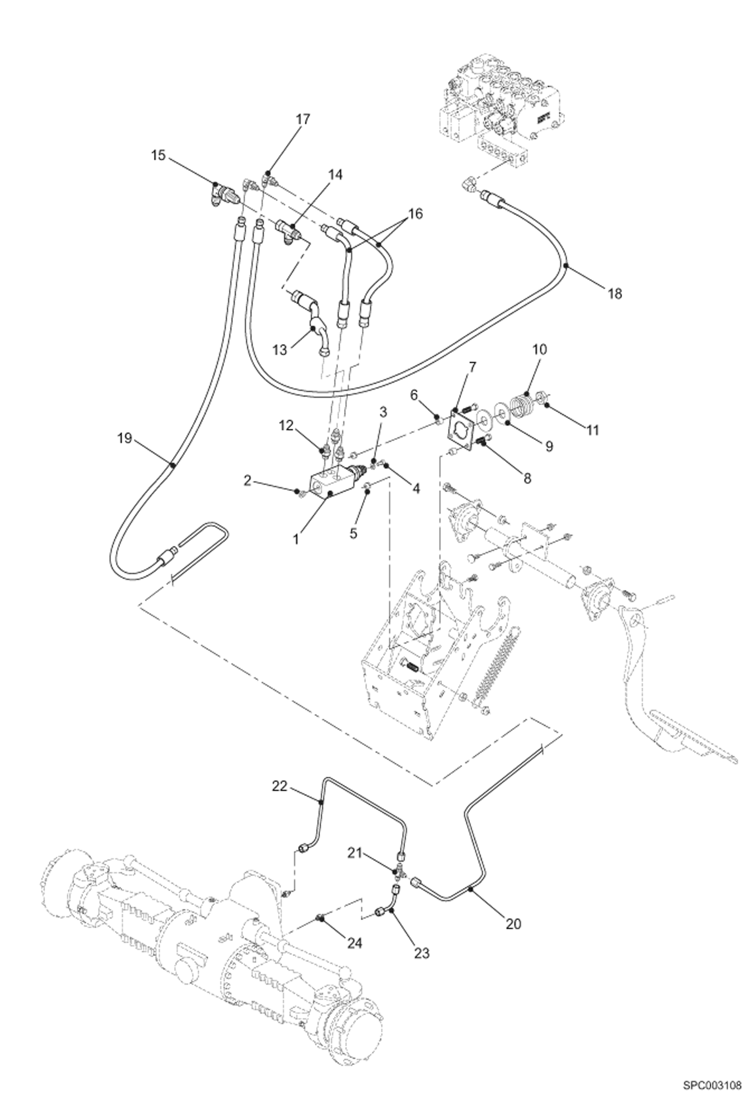 Схема запчастей Bobcat T2556 - SERVICE BRAKE HYDRAULIC INSTALLATION HYDRAULIC SYSTEM