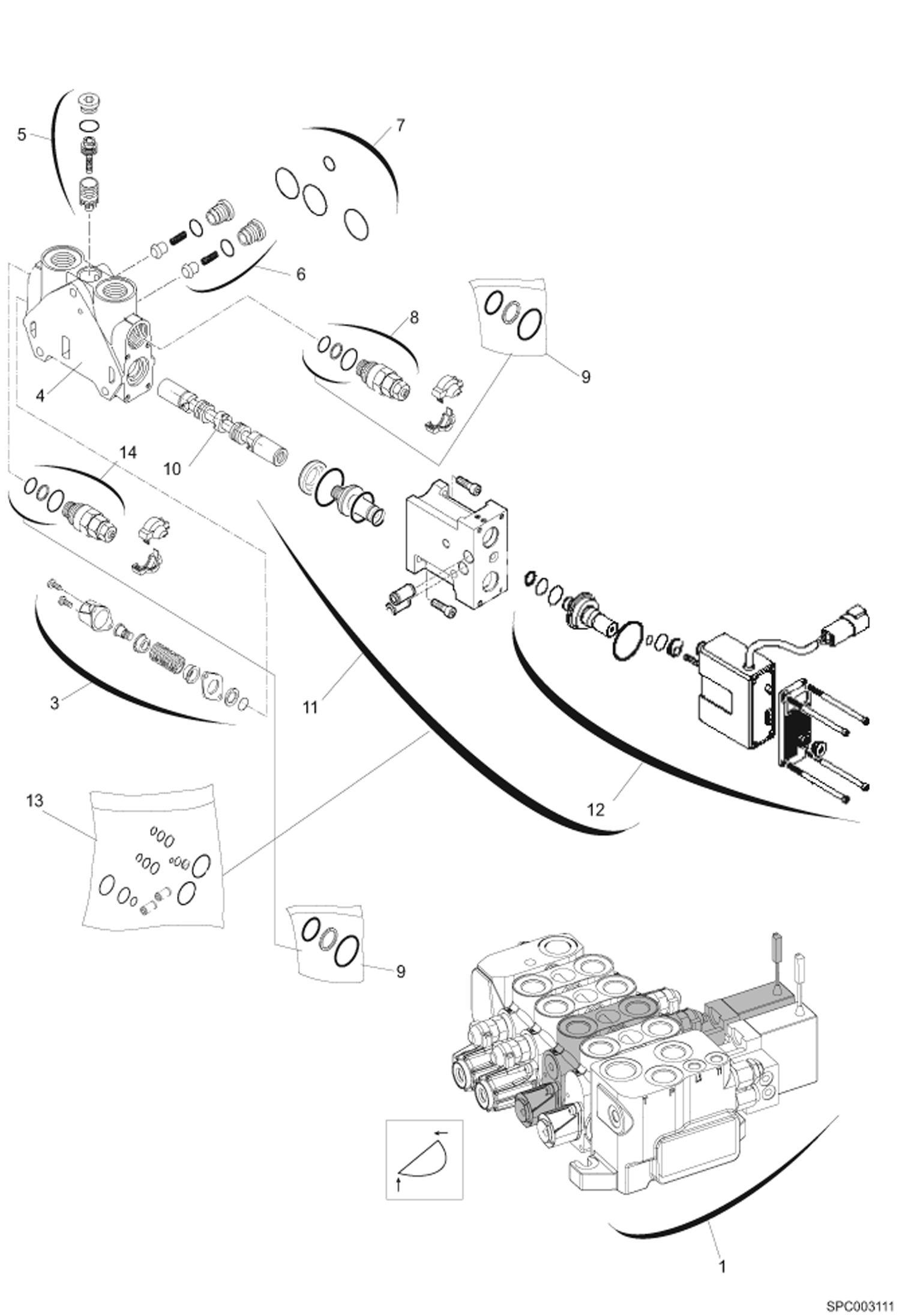 Схема запчастей Bobcat VR638 - HYDRAULIC CONTROL VALVE (Tilt Section) HYDRAULIC SYSTEM