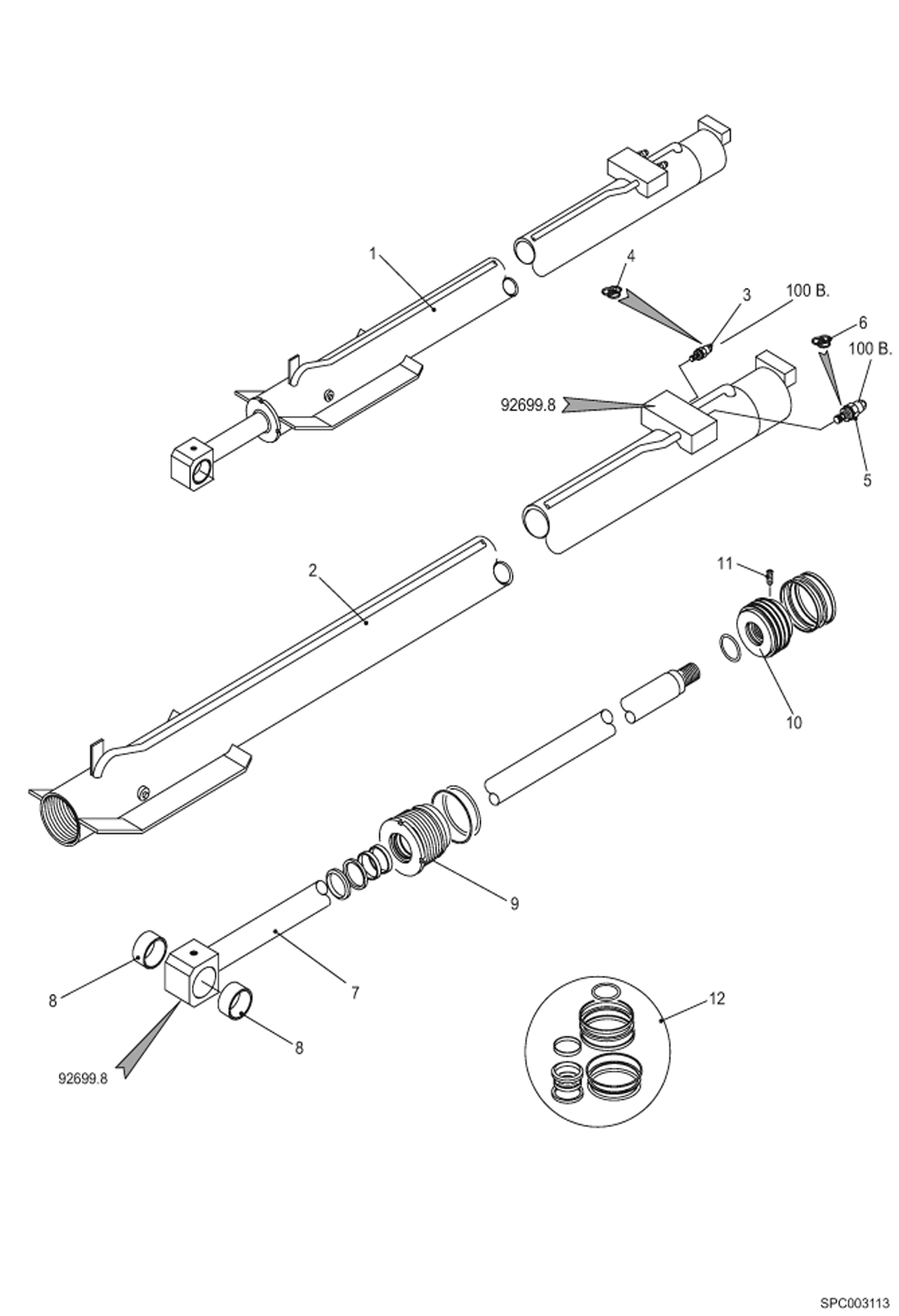 Схема запчастей Bobcat T2556 - TELESCOPE CYLINDER (S/N 363011001 - 12000) HYDRAULIC SYSTEM