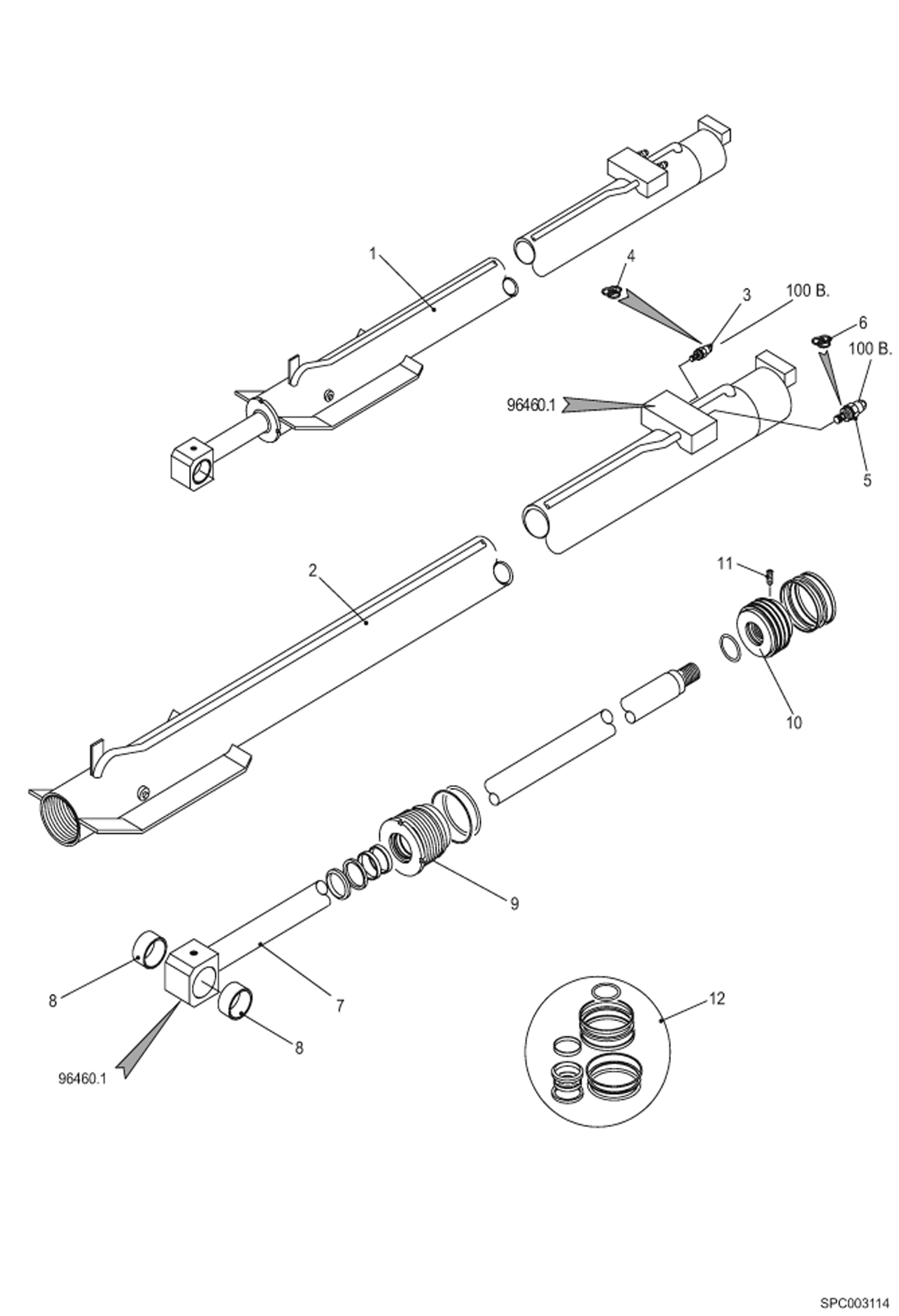 Схема запчастей Bobcat T2556 - TELESCOPE CYLINDER (S/N 363111001 - 12000) HYDRAULIC SYSTEM