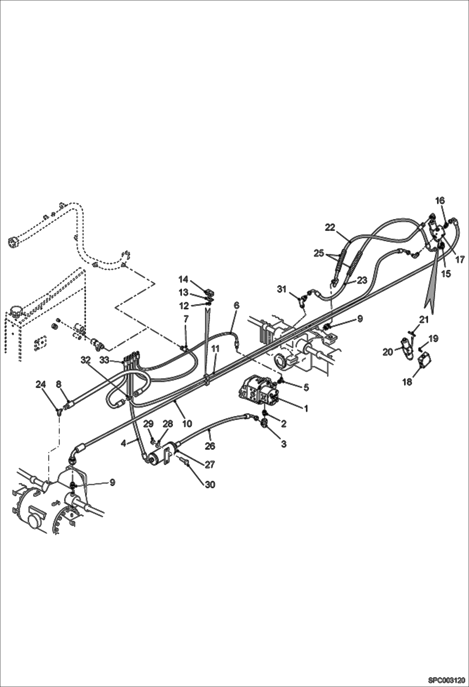 Схема запчастей Bobcat T2556 - STEERING HOSE & FITTINGS (WITH DAMPER) HYDRAULIC SYSTEM