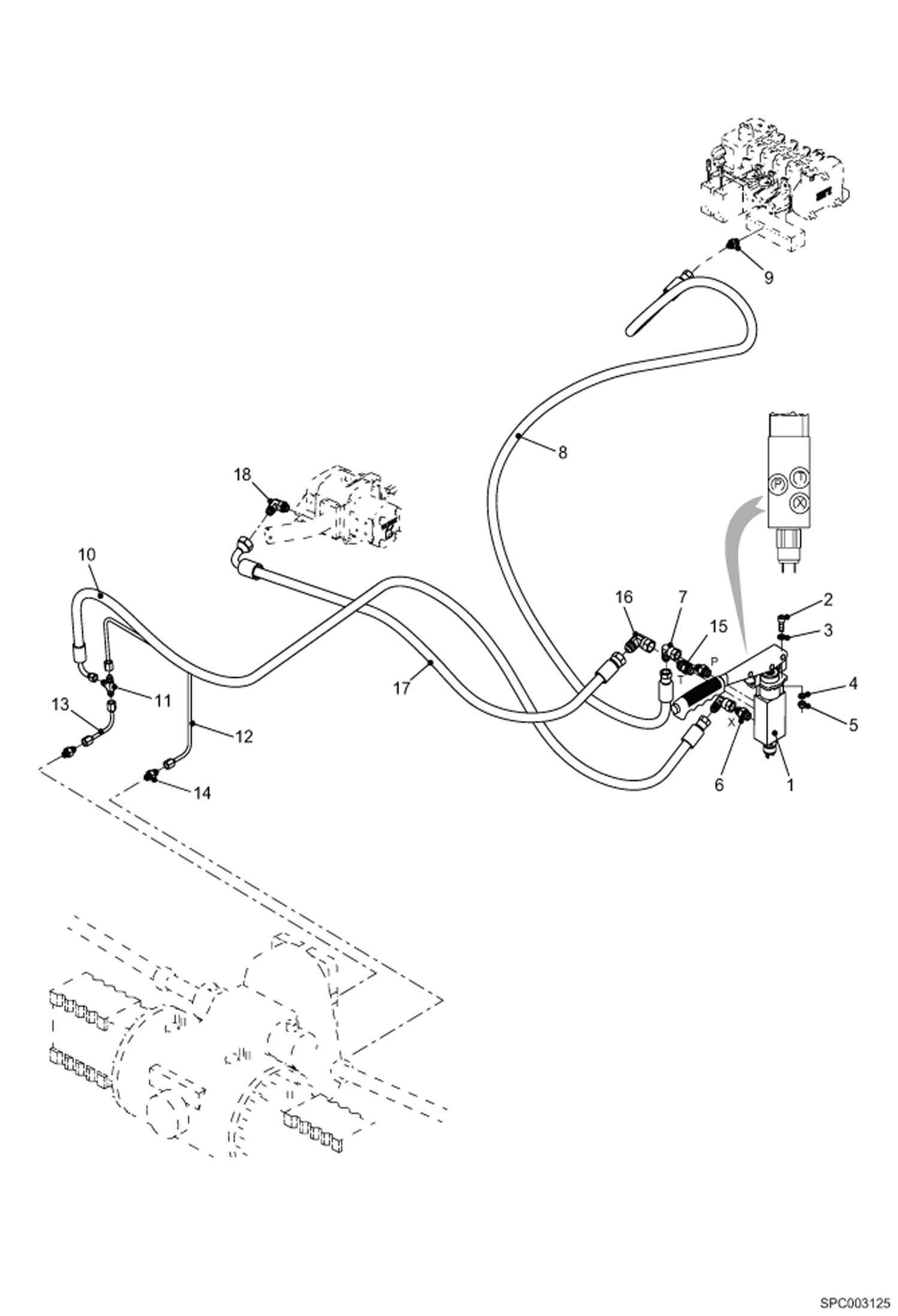 Схема запчастей Bobcat T2556 - PARKING BRAKE HYDRAULIC INSTALLATION HYDRAULIC SYSTEM