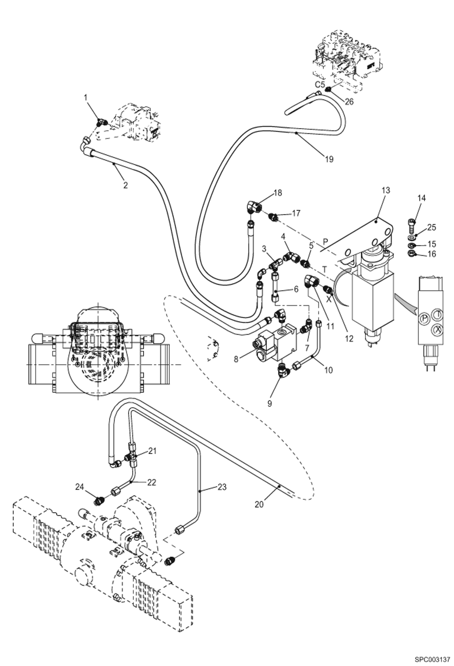 Схема запчастей Bobcat VR518 - PARKING BRAKE HYDRAULIC INSTALLATION HYDRAULIC SYSTEM