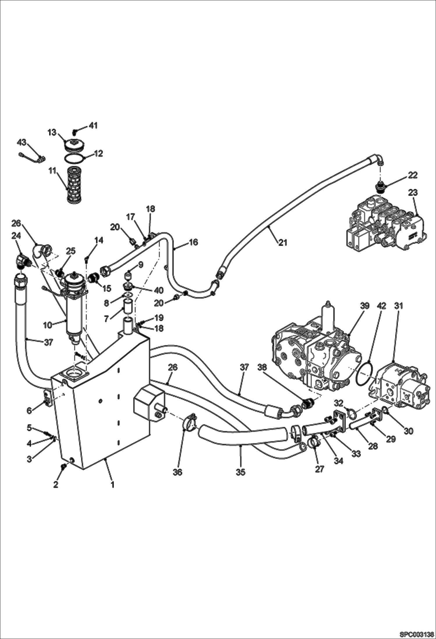 Схема запчастей Bobcat V518 - HYDRAULIC TANK INSTALLATION HYDRAULIC SYSTEM