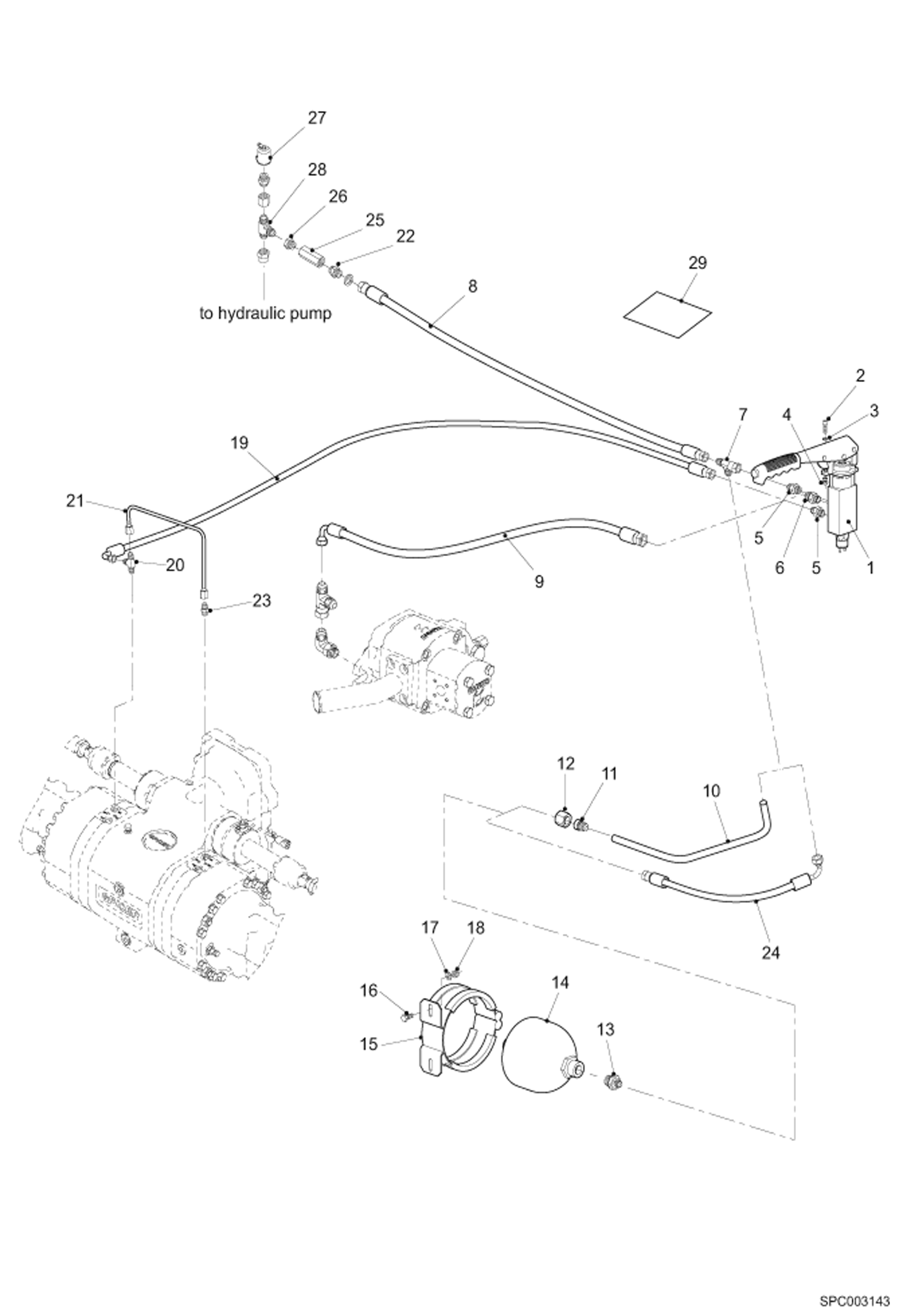 Схема запчастей Bobcat T40140 - PARKING BRAKE HYDRAULIC INSTALLATION (ACCUMULATOR) HYDRAULIC SYSTEM