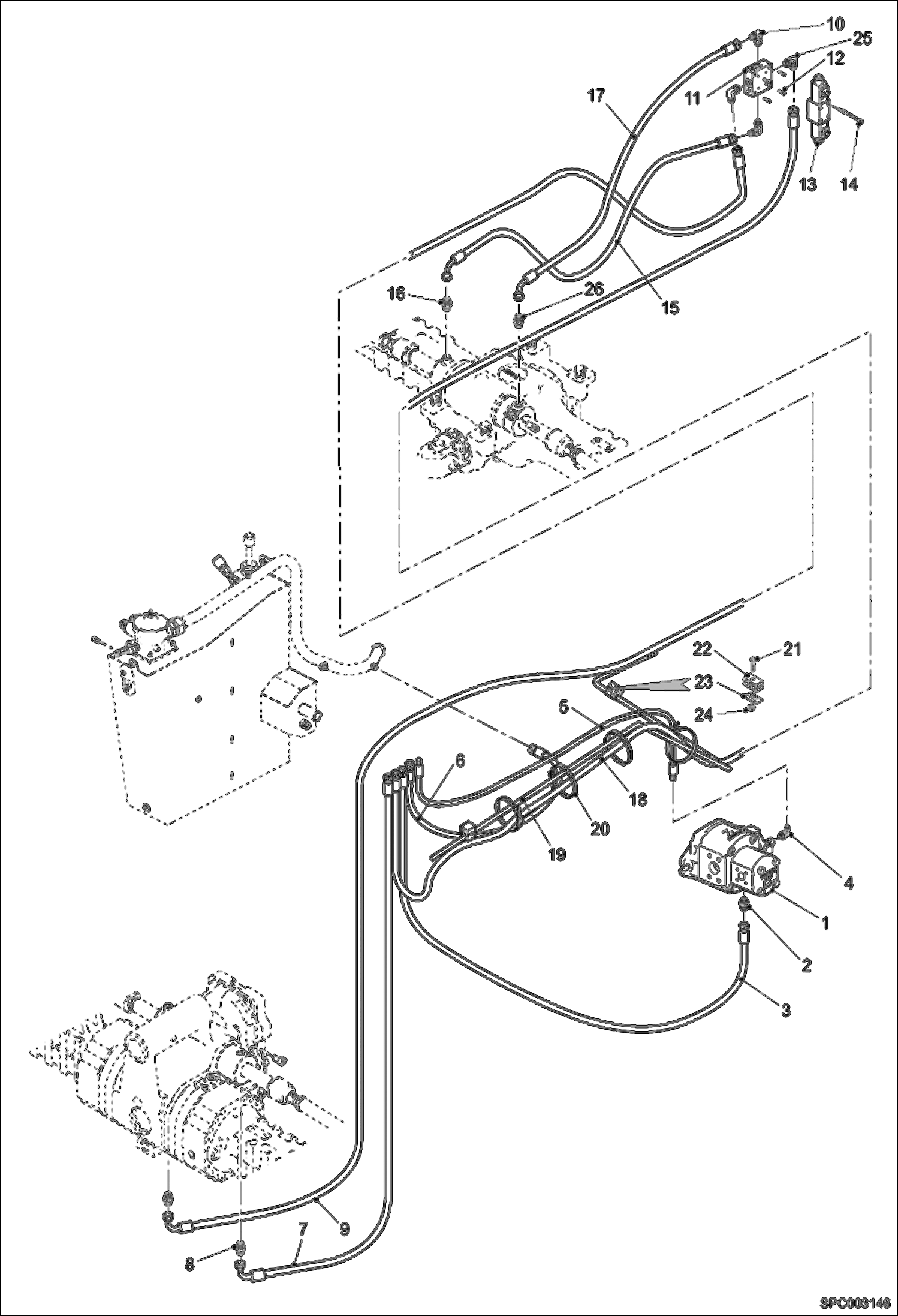 Схема запчастей Bobcat T35120L - STEERING HOSES & FITTINGS HYDRAULIC SYSTEM