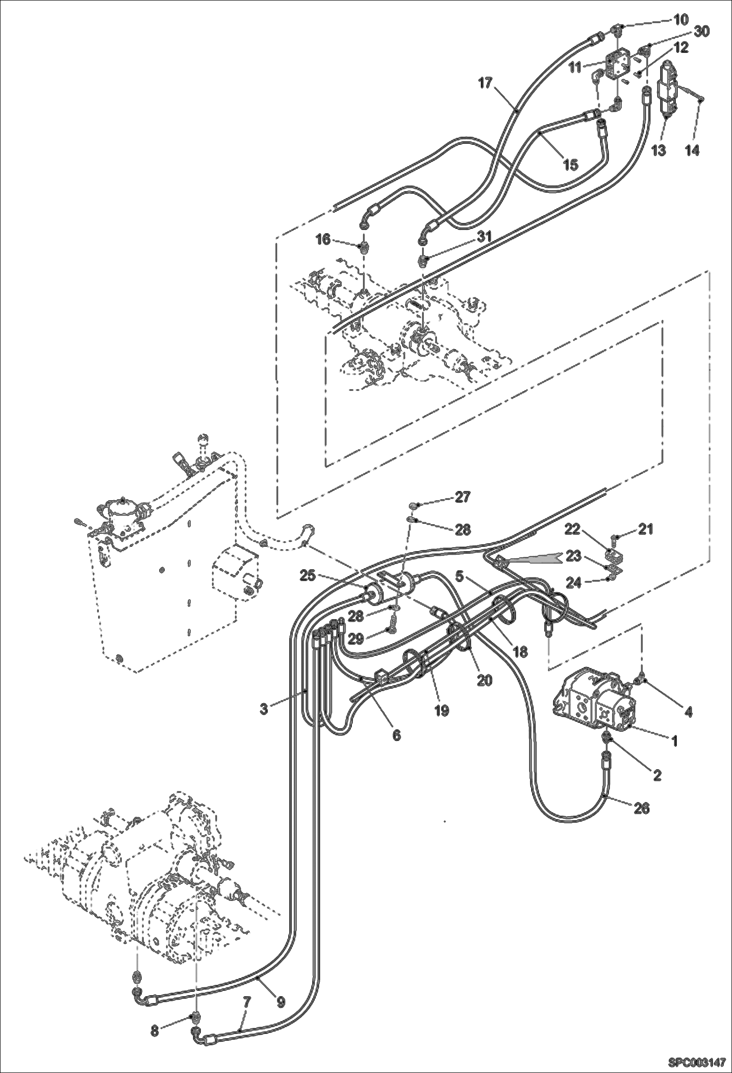 Схема запчастей Bobcat T35120L - STEERING HOSES & FITTINGS (WITH DAMPER) HYDRAULIC SYSTEM