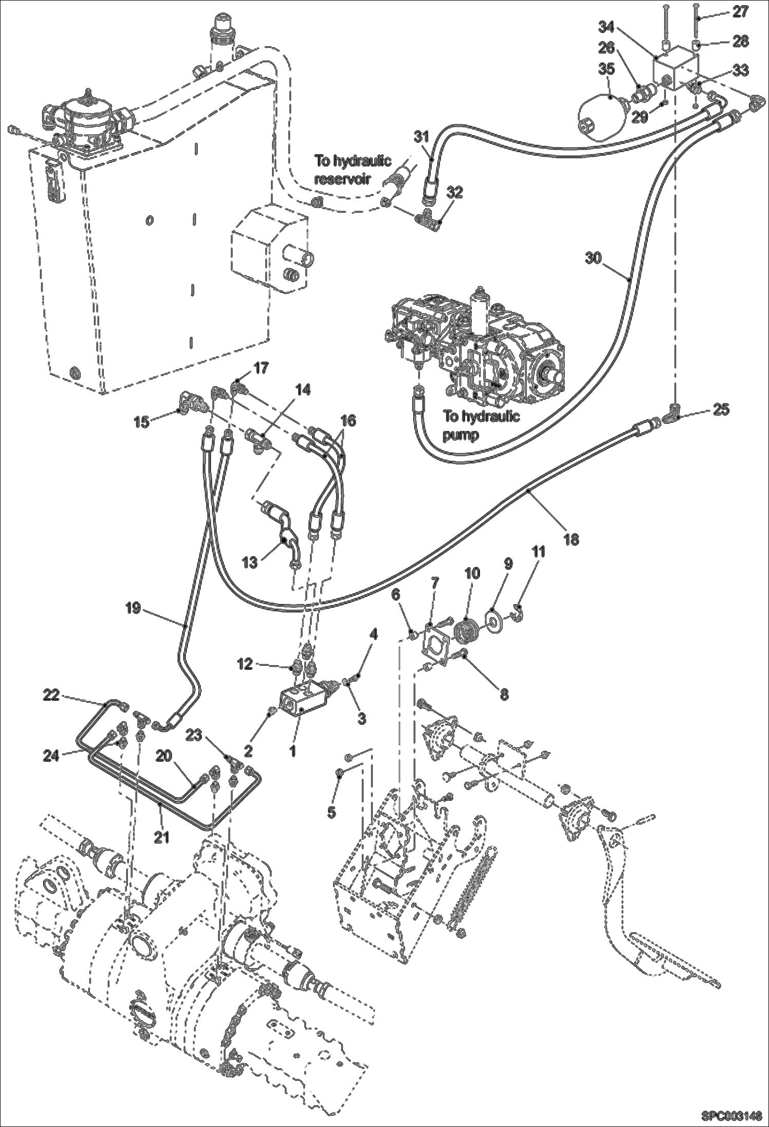 Схема запчастей Bobcat T35120SL - SERVICE BRAKE HYDRAULIC INSTALLATION HYDRAULIC SYSTEM