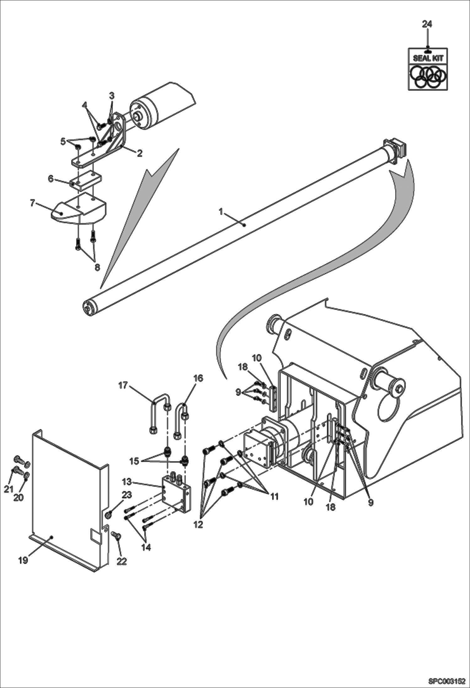 Схема запчастей Bobcat T40170 - TELESCOPE CYLINDER INSTALLATION (S/N A8GA11001 & Above) HYDRAULIC SYSTEM